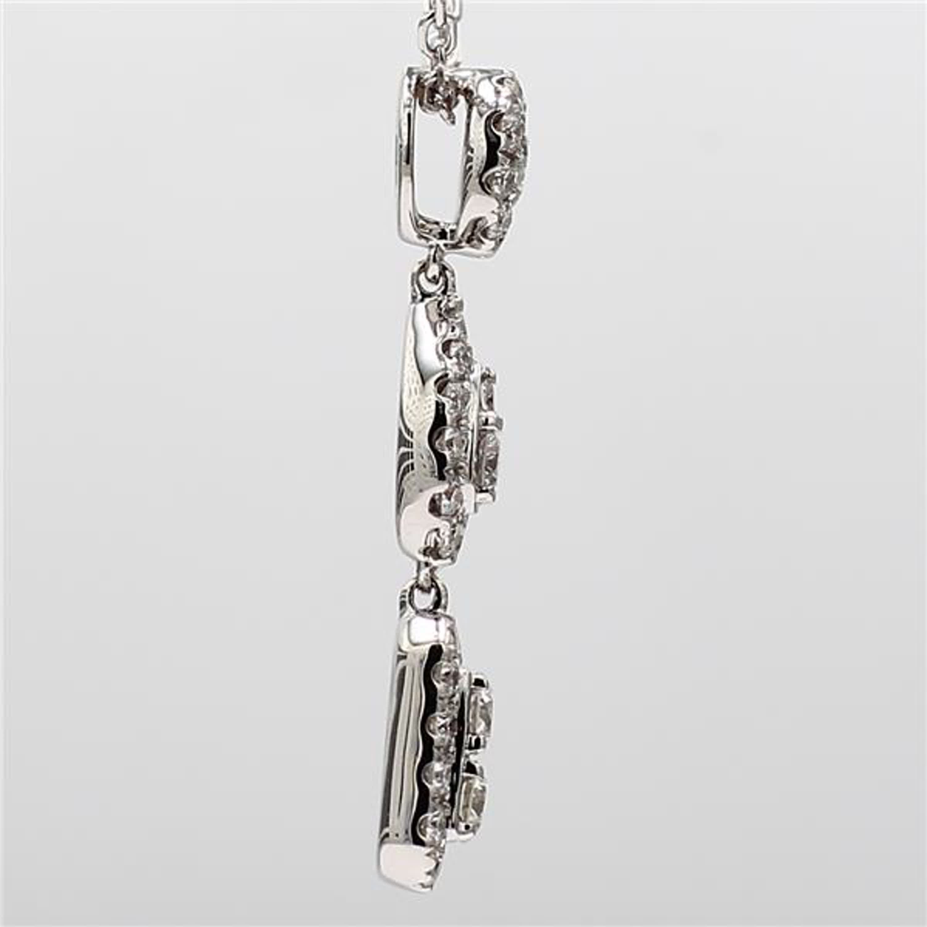 Natural White Round Diamond .68 Carat TW White Gold Drop Pendant