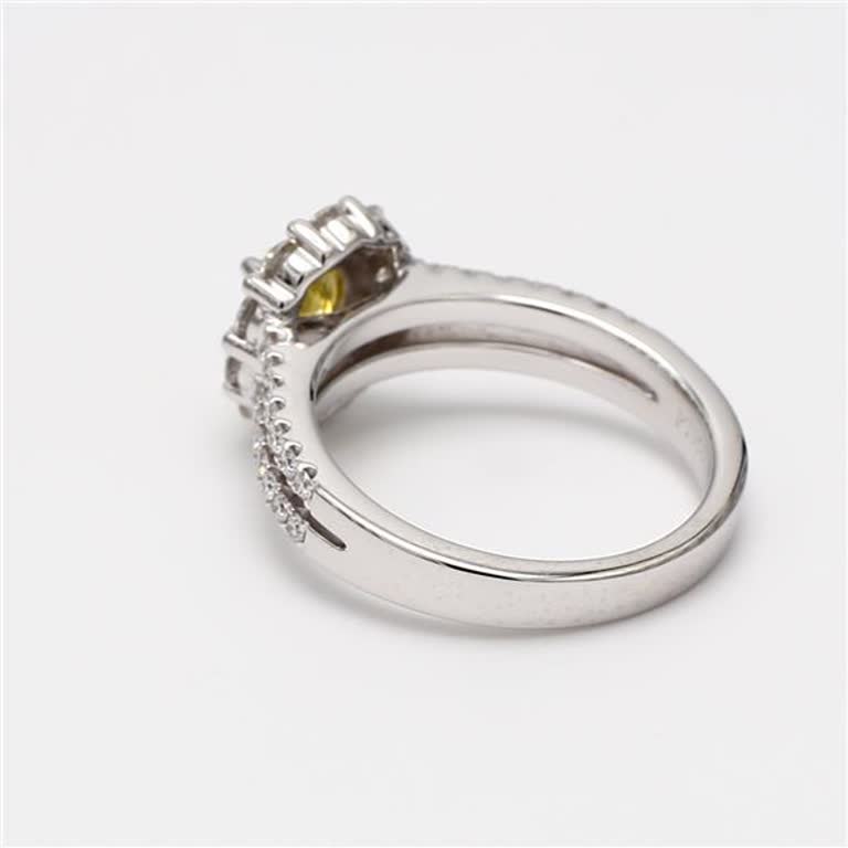 GIA Certified Natural Yellow Oval and White Diamond 1.62 Carat TW Platinum Ring