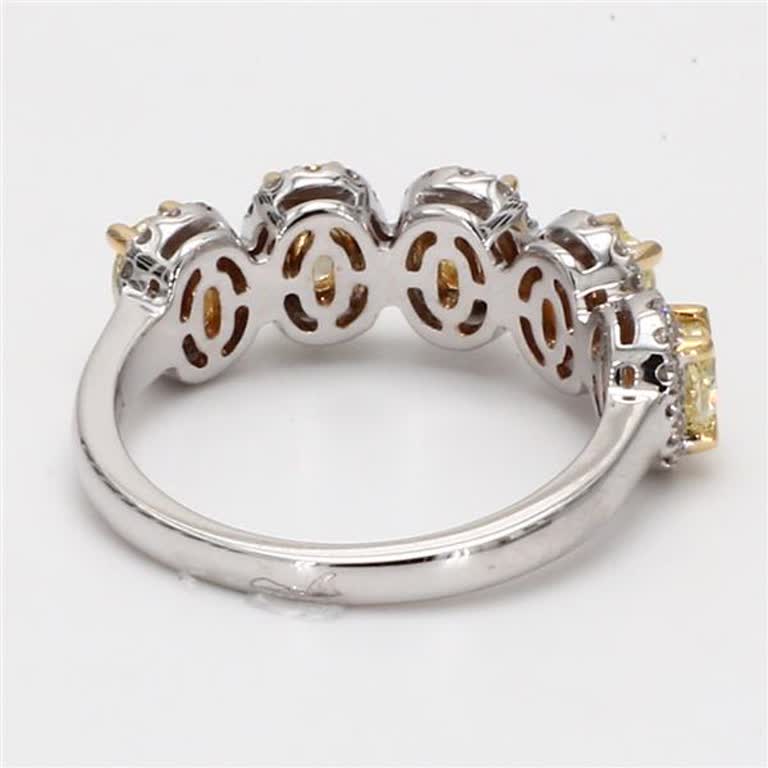 Natural Yellow Oval and White Diamond 1.48 Carat TW Gold Wedding Band
