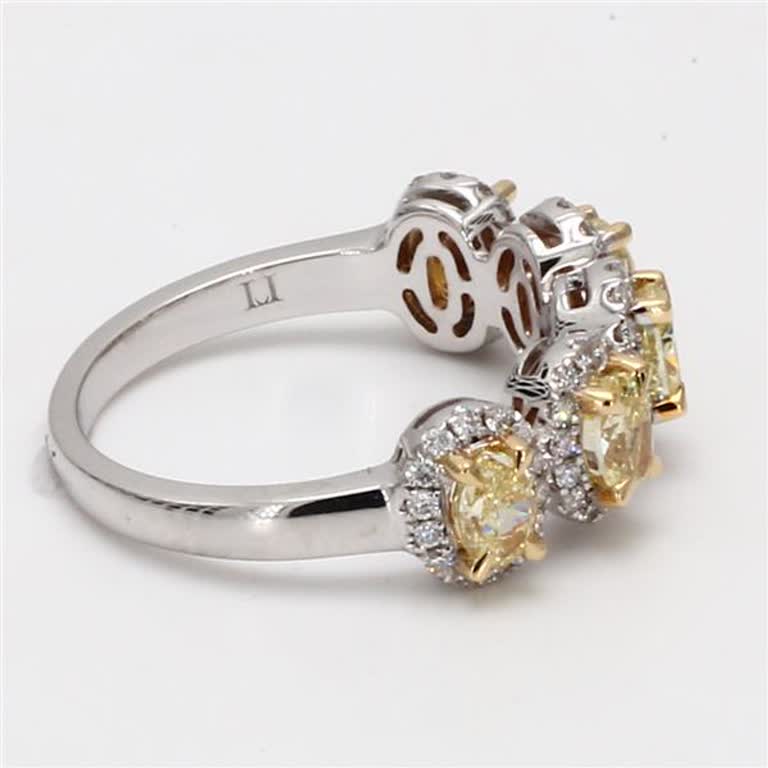Natural Yellow Oval and White Diamond 1.48 Carat TW Gold Wedding Band