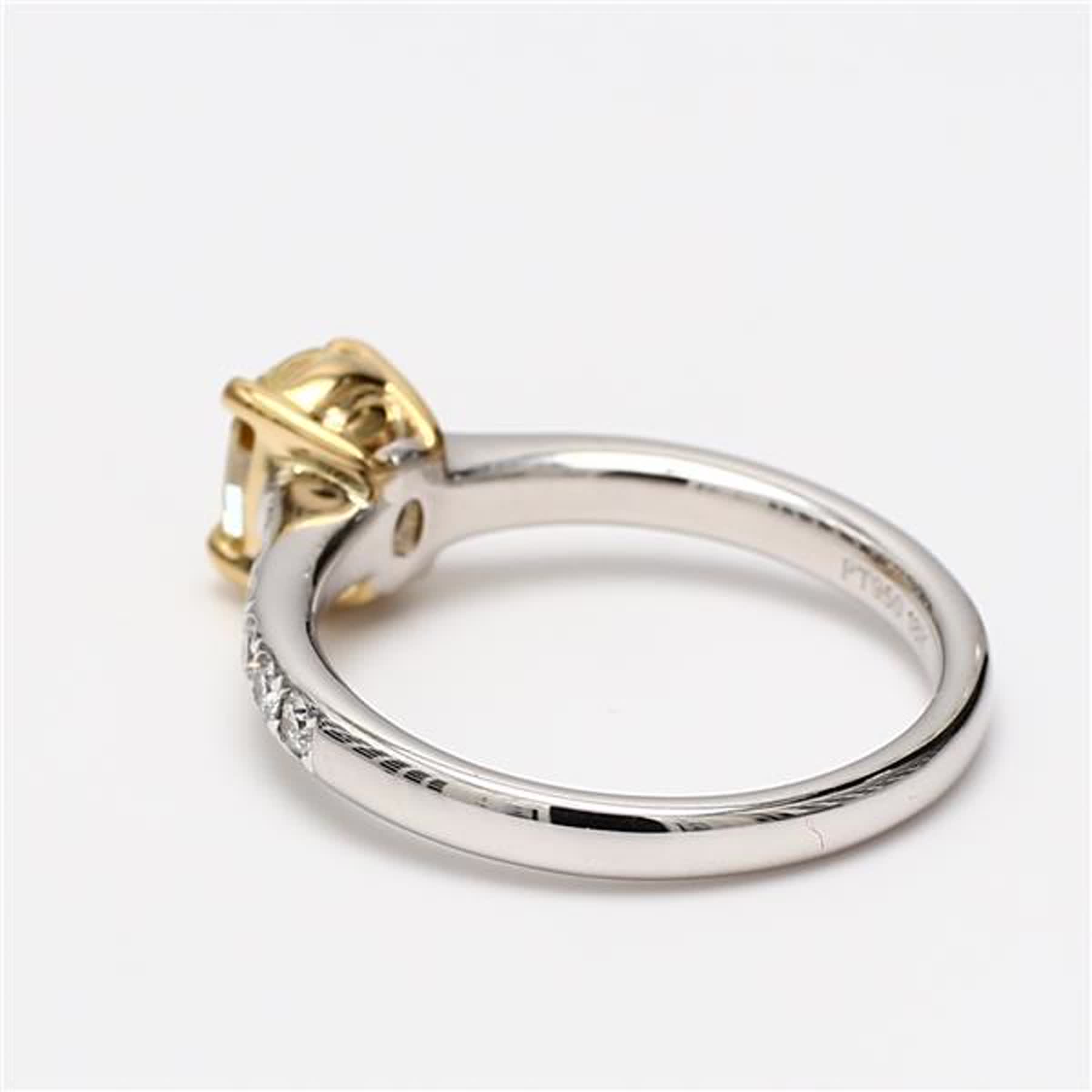 GIA Certified Natural Yellow Cushion and White Diamond 1.11 Carat TW Plat Ring