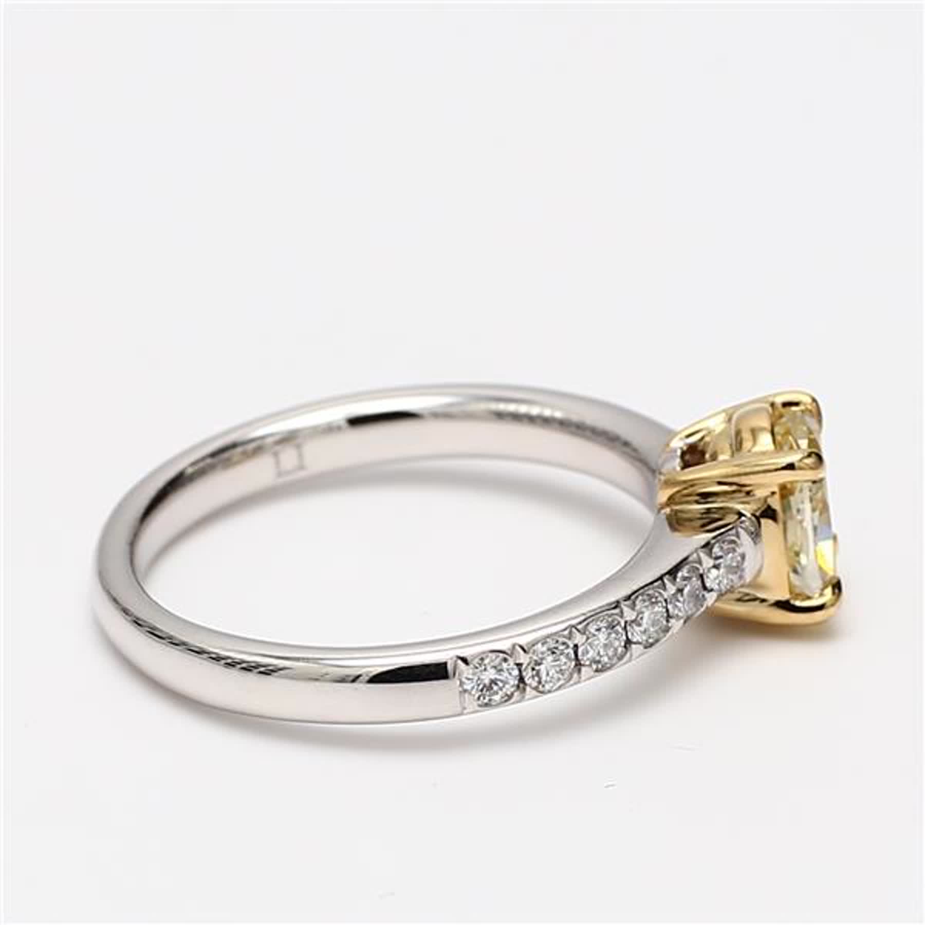 GIA Certified Natural Yellow Cushion and White Diamond 1.11 Carat TW Plat Ring