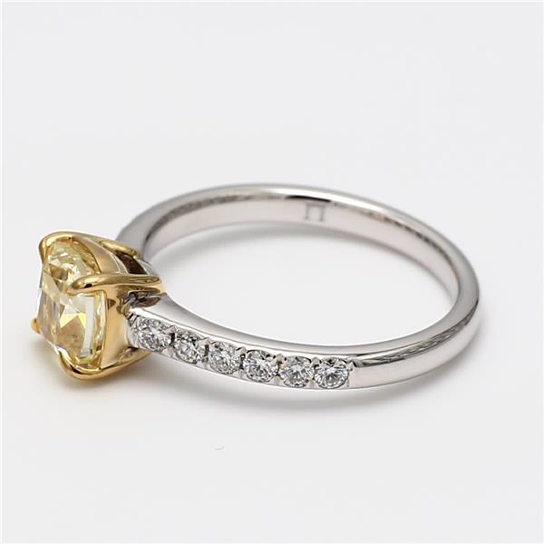 GIA Certified Natural Yellow Cushion and White Diamond 1.67 Carat TW Plat Ring