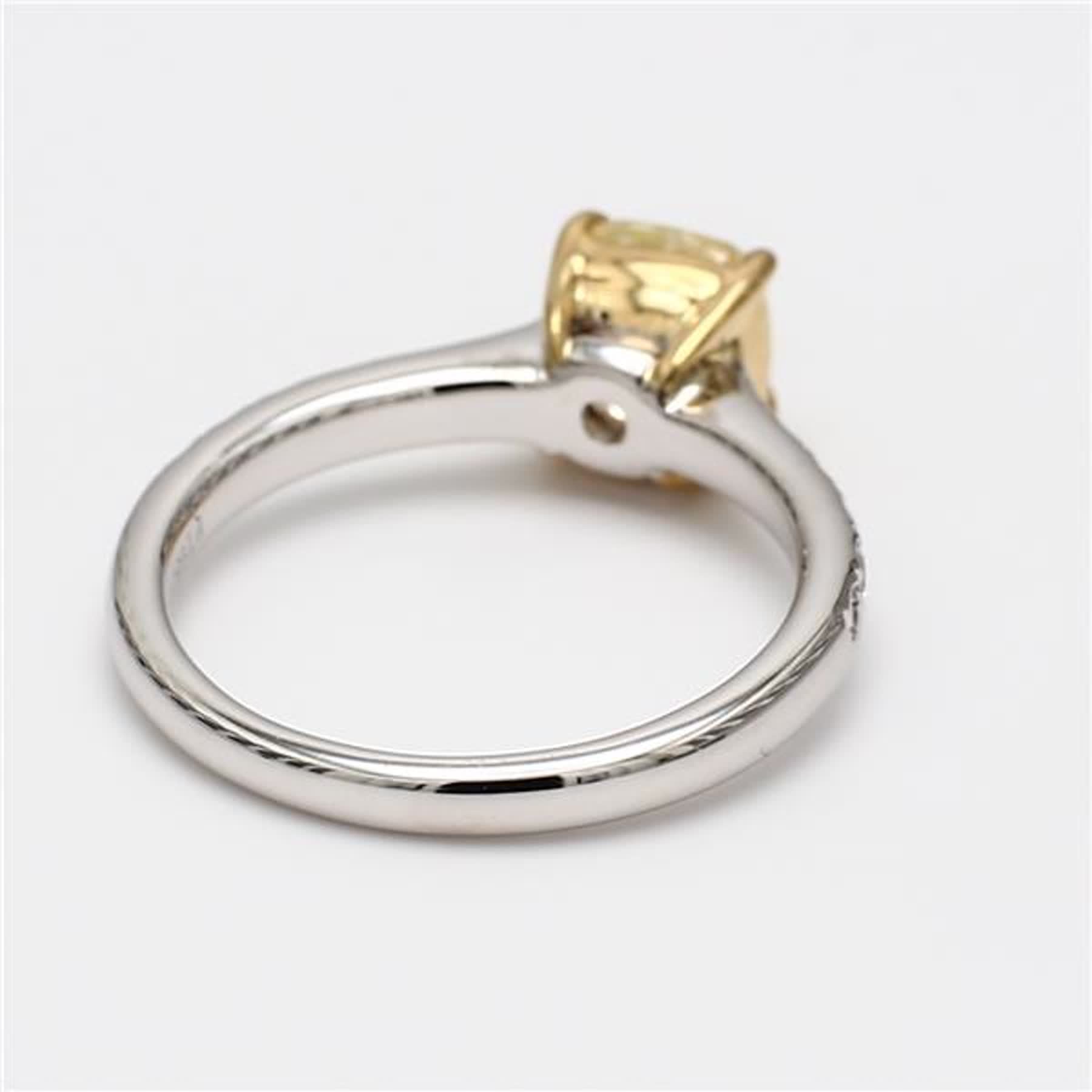 GIA Certified Natural Yellow Cushion and White Diamond 1.67 Carat TW Plat Ring