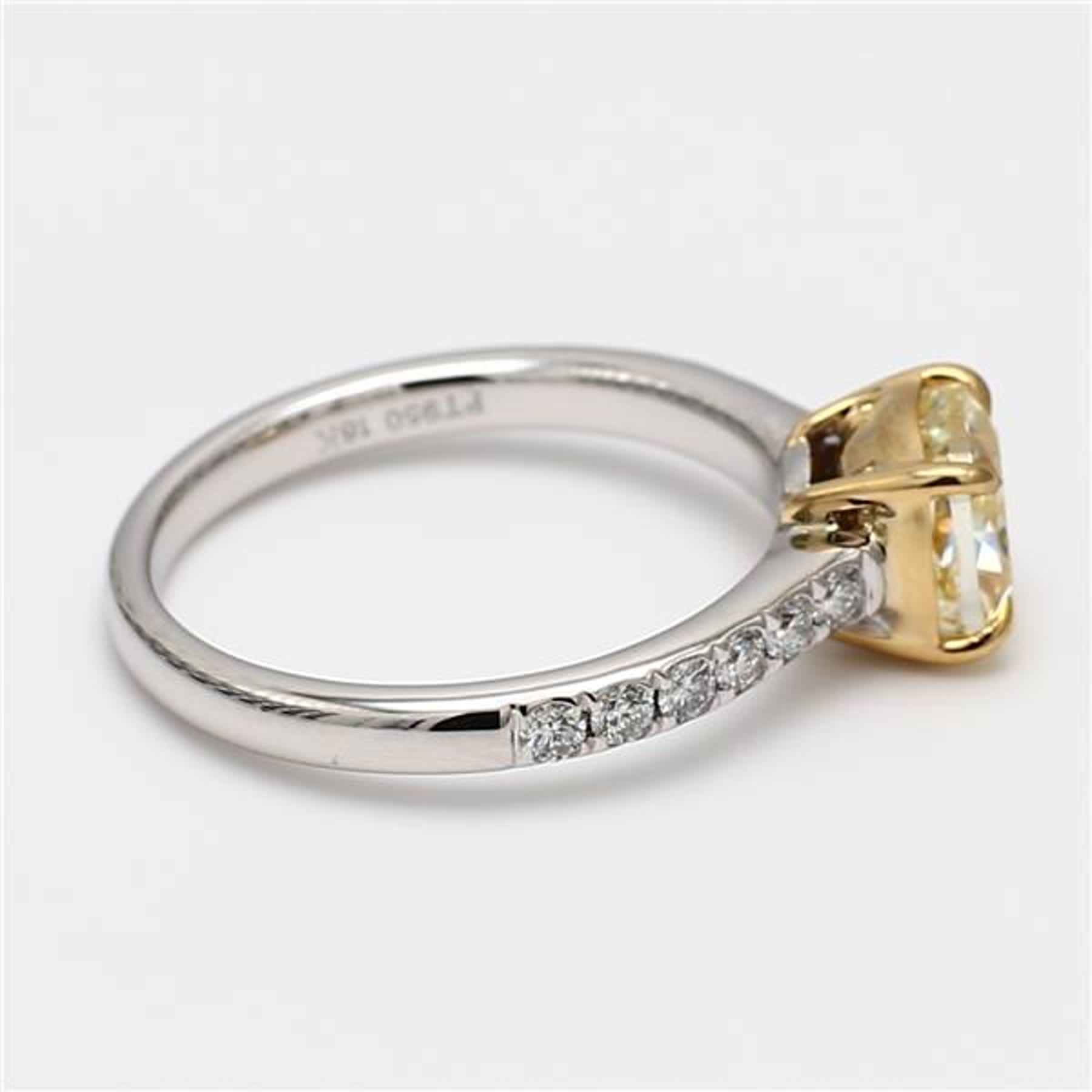 GIA Certified Natural Yellow Cushion and White Diamond 1.67 Carat TW Plat Ring