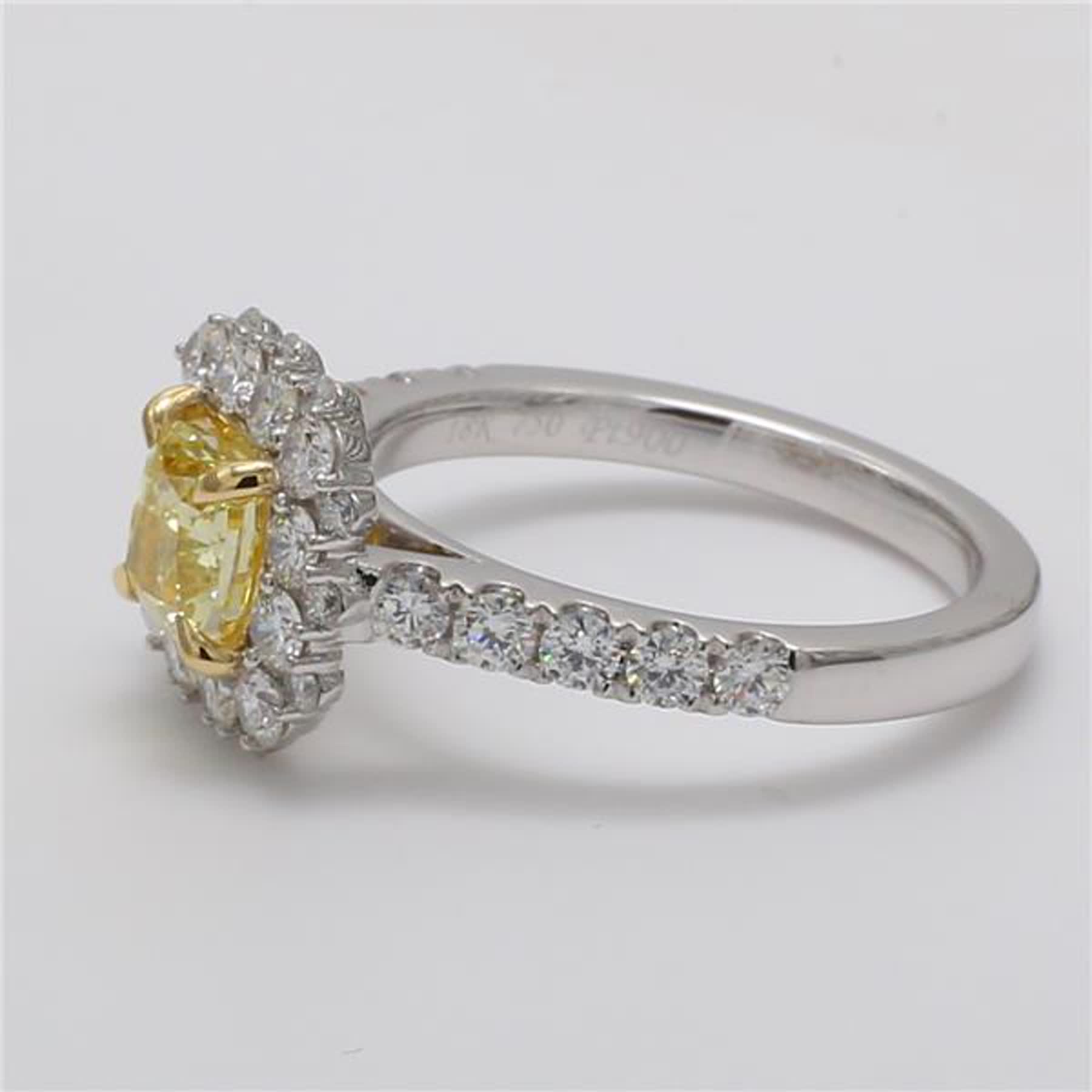 GIA Certified Natural Yellow Cushion and White Diamond 2.11 Carat TW Plat Ring
