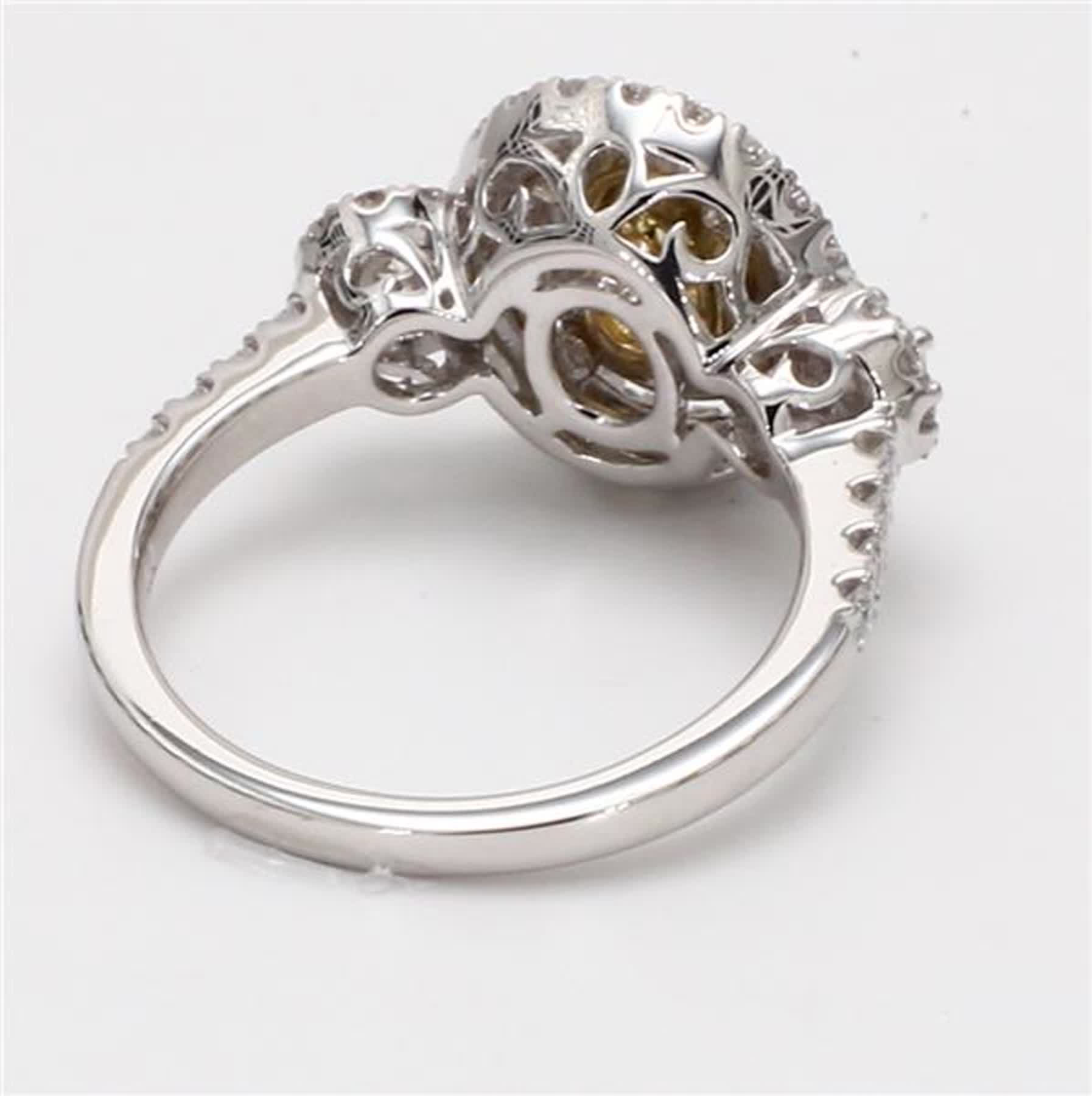 Natural Yellow Oval and White Diamond 1.45 Carat TW Platinum Cocktail Ring