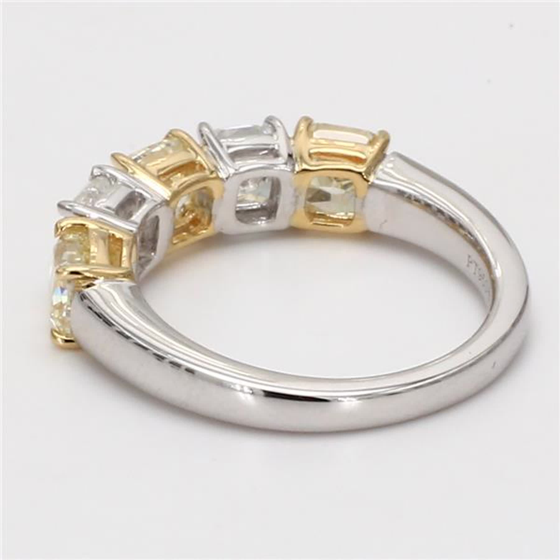 Natural Yellow Cushion and White Diamond 2.92 Carat TW Platinum Wedding Band