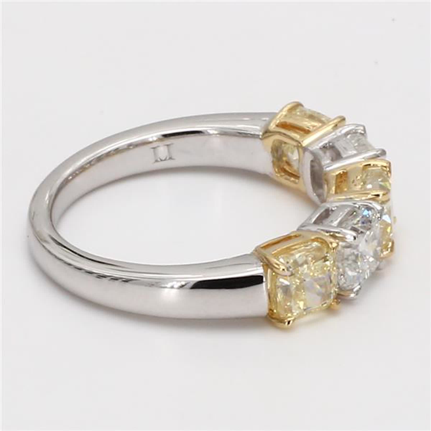 Natural Yellow Cushion and White Diamond 2.92 Carat TW Platinum Wedding Band