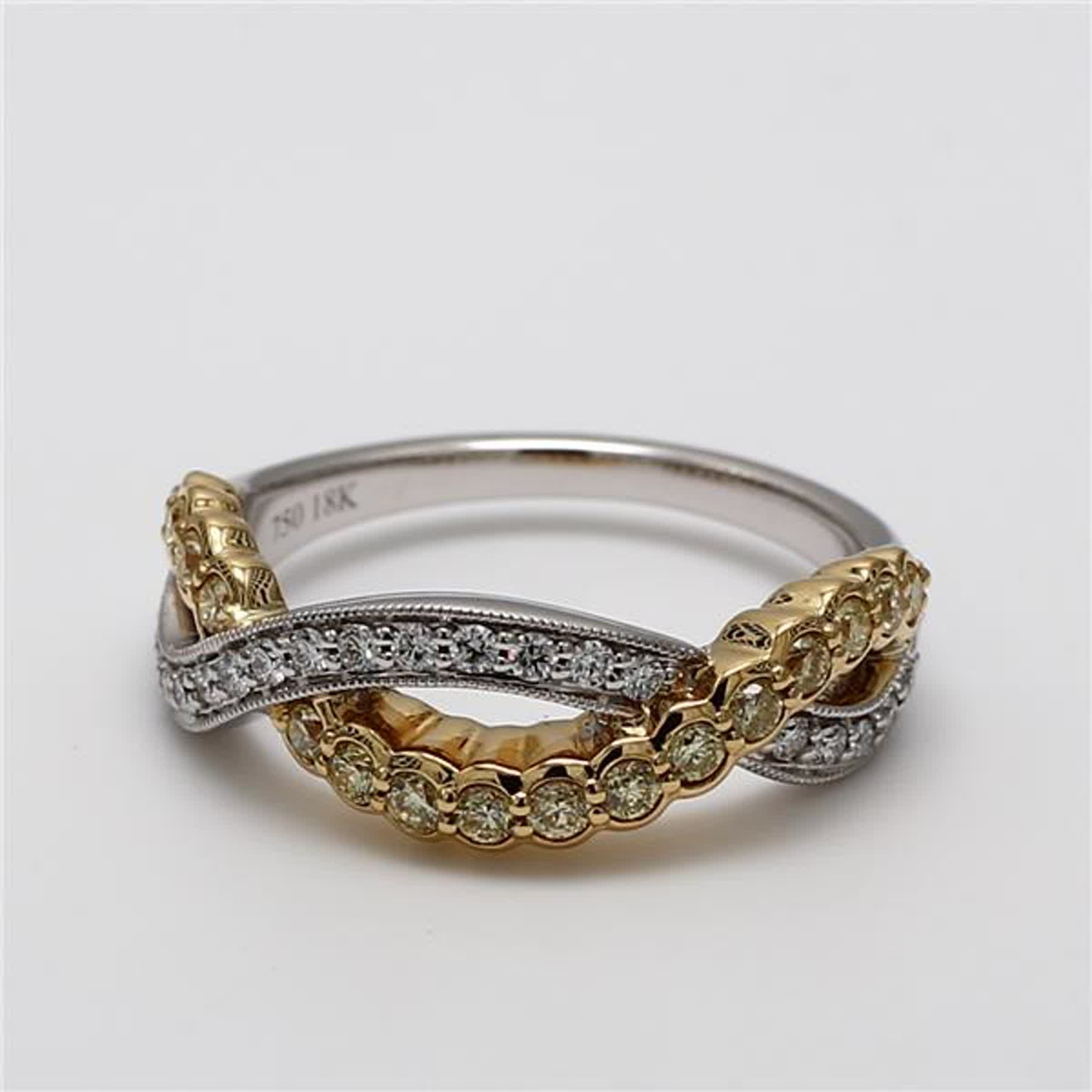 Natural Yellow Round and White Diamond .50 Carat TW Gold Wedding Band