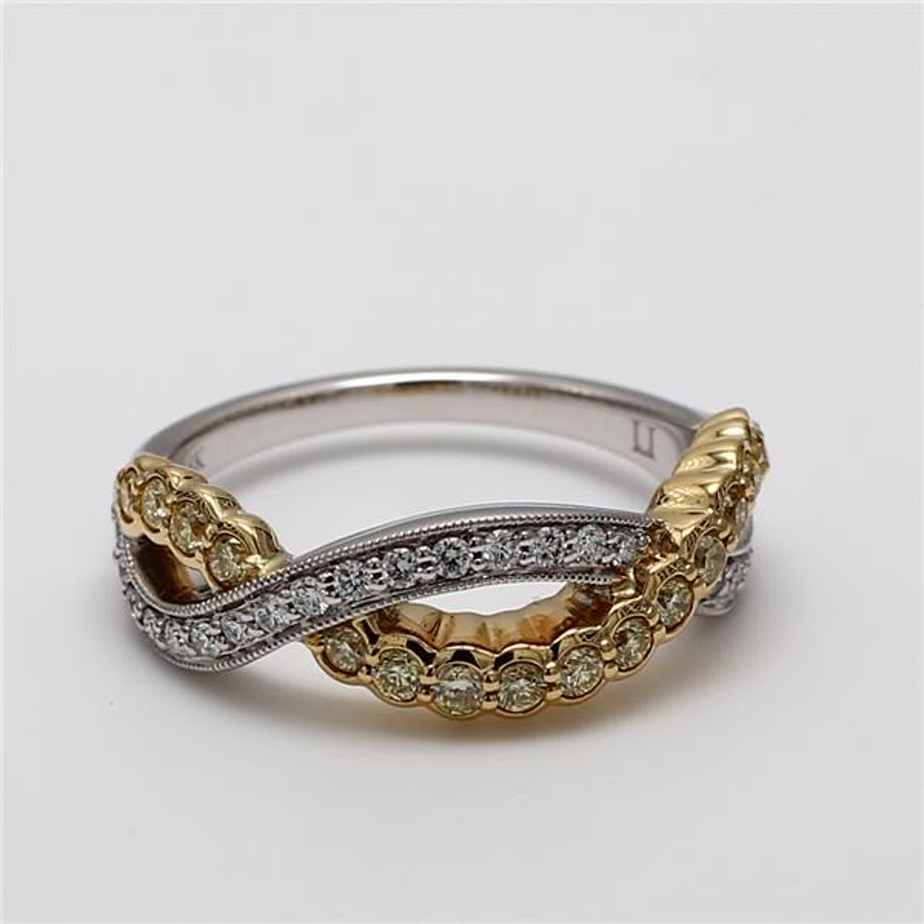 Natural Yellow Round and White Diamond .50 Carat TW Gold Wedding Band