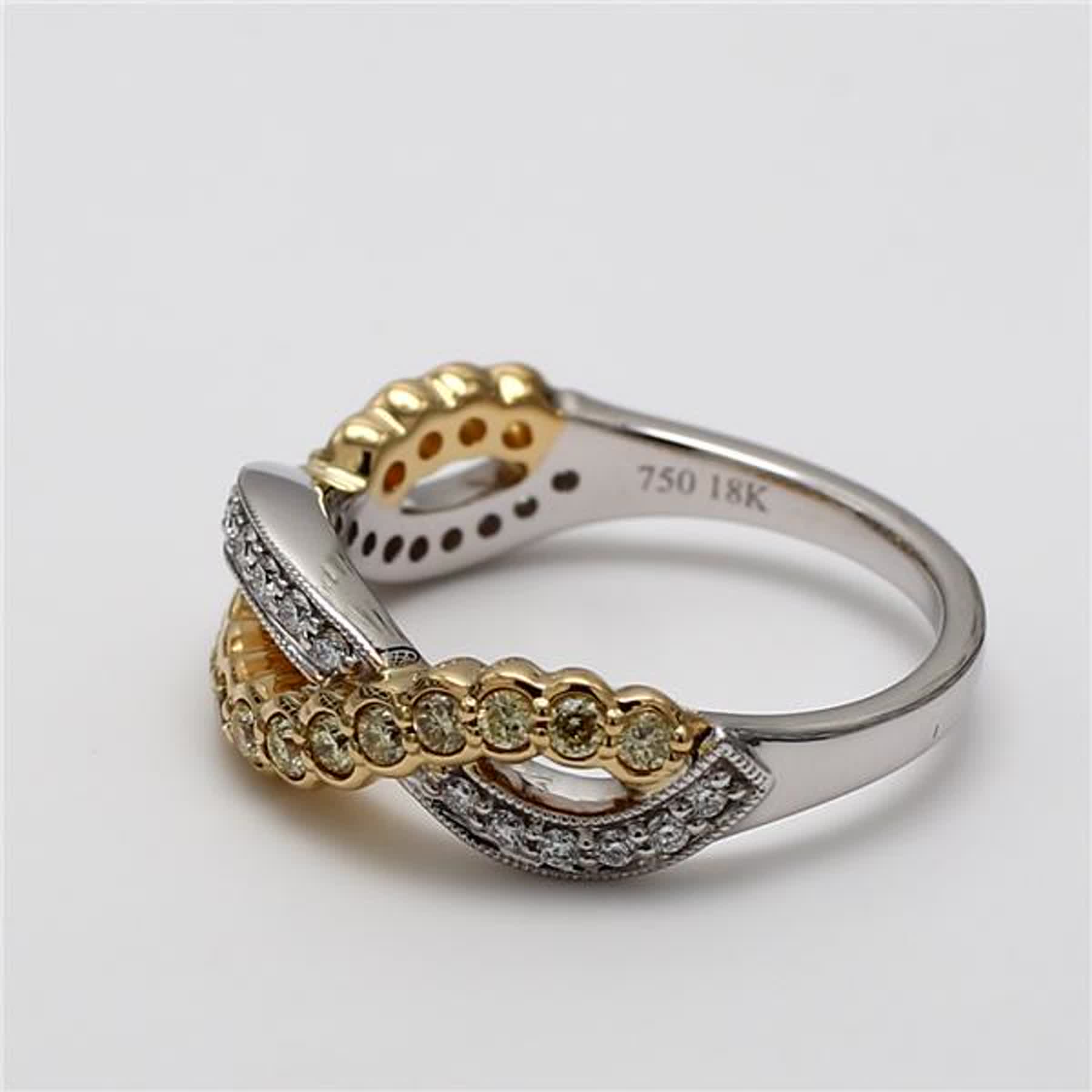 Natural Yellow Round and White Diamond .50 Carat TW Gold Wedding Band