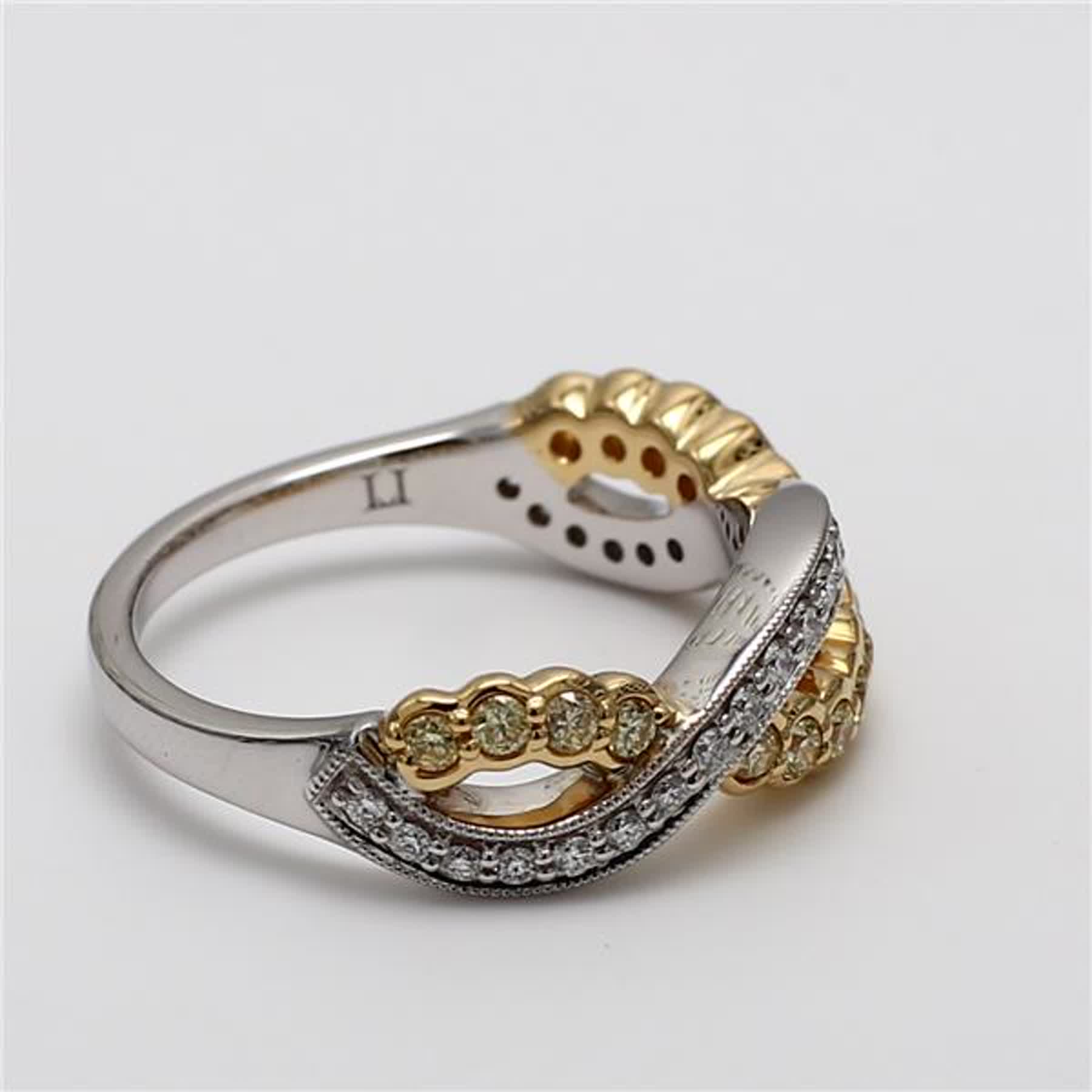 Natural Yellow Round and White Diamond .50 Carat TW Gold Wedding Band