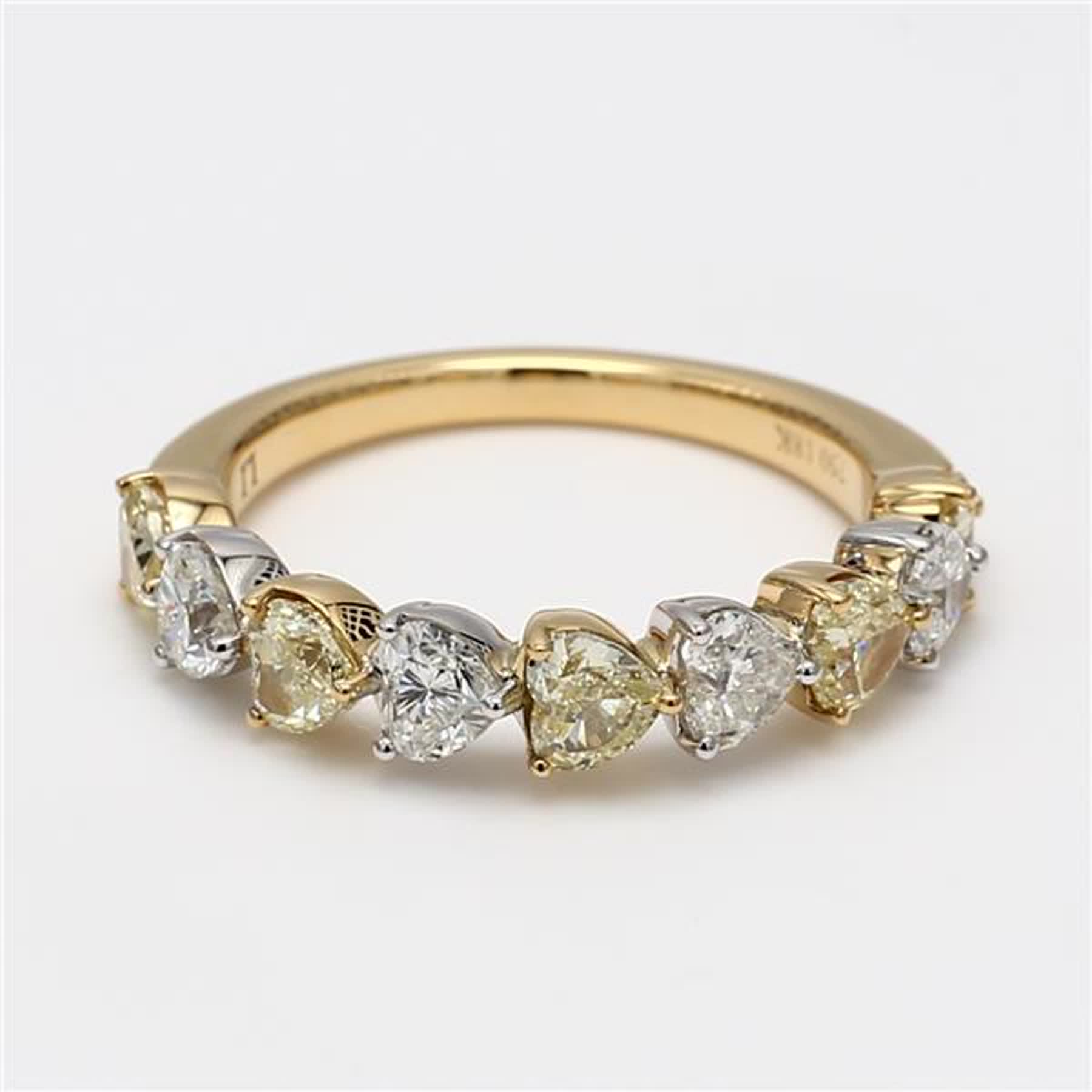 Natural Yellow Heart and White Diamond 2.10 Carat TW Gold Wedding Band