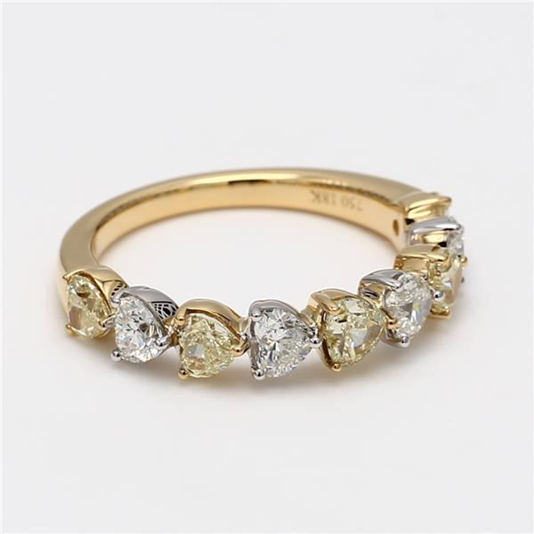 Natural Yellow Heart and White Diamond 2.10 Carat TW Gold Wedding Band