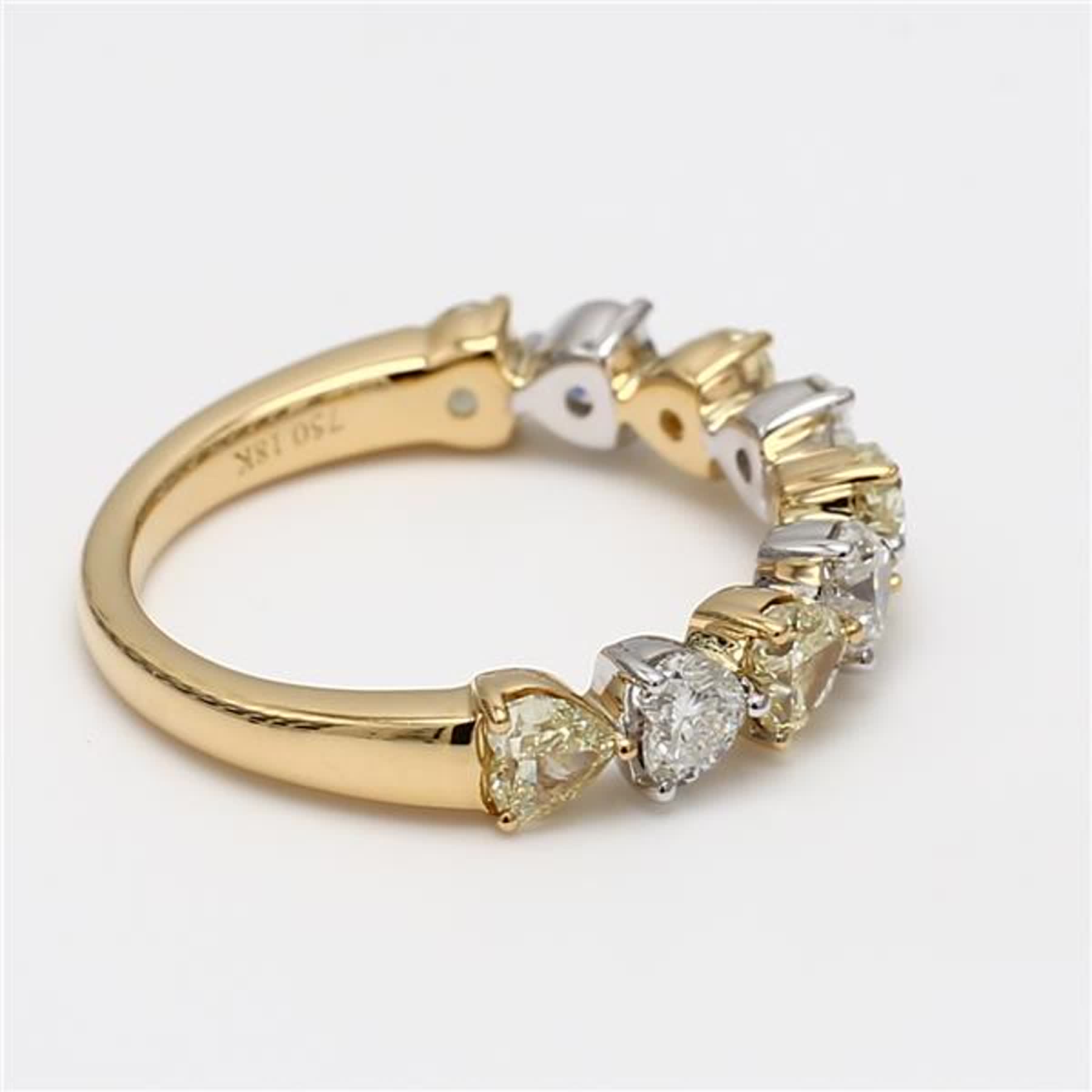 Natural Yellow Heart and White Diamond 2.10 Carat TW Gold Wedding Band