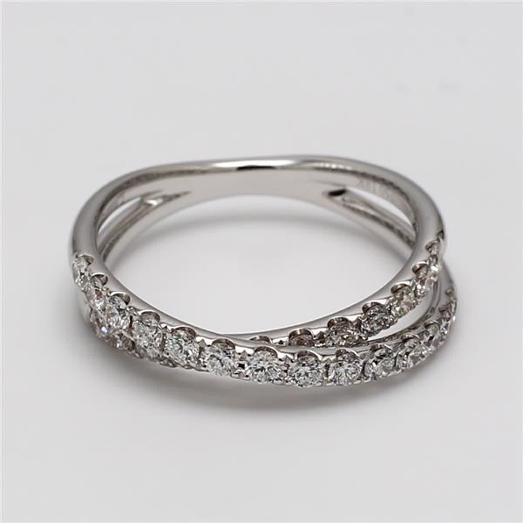 Natural White Round Diamond .69 Carat TW White Gold Wedding Band