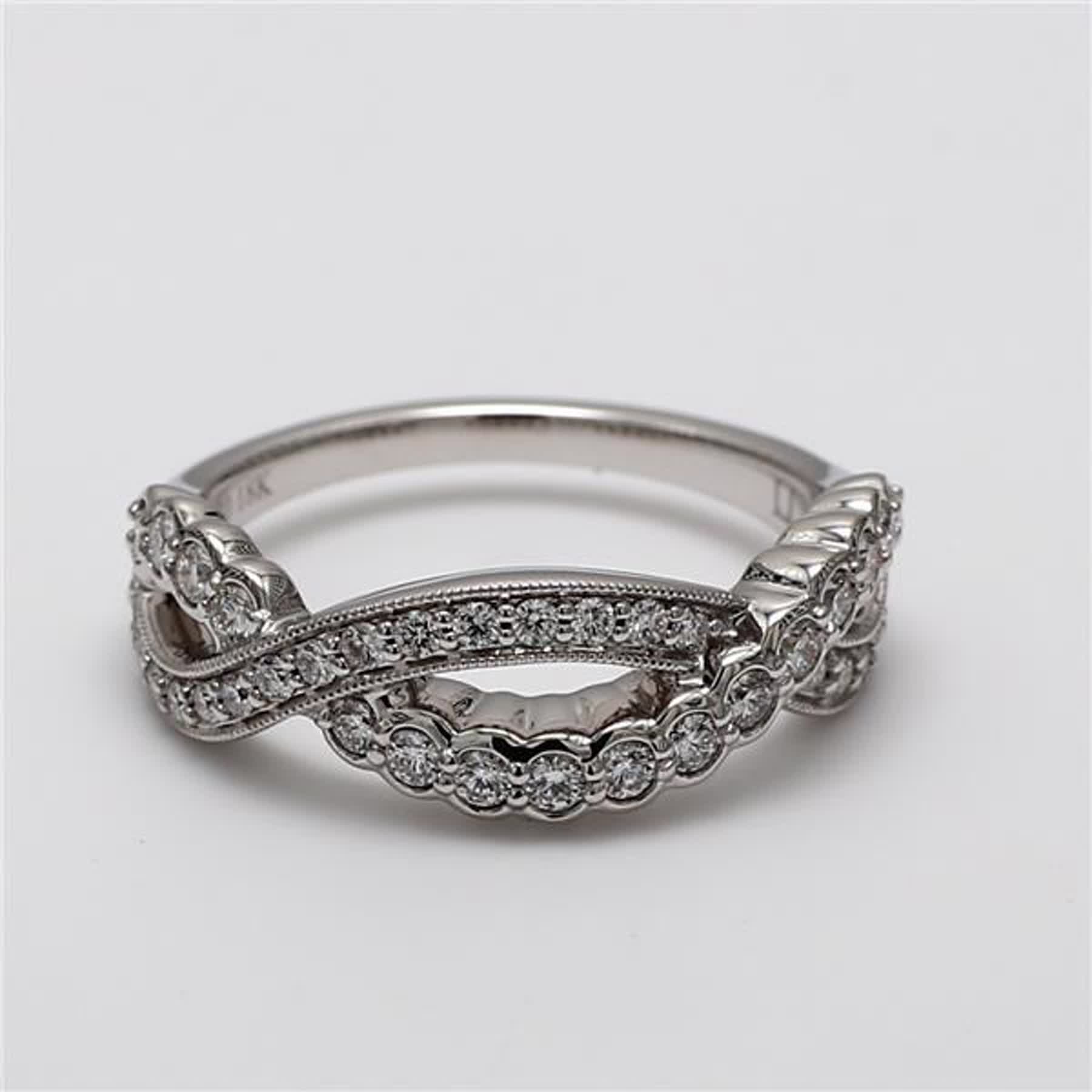 Natural White Round Diamond .49 Carat TW White Gold Wedding Band