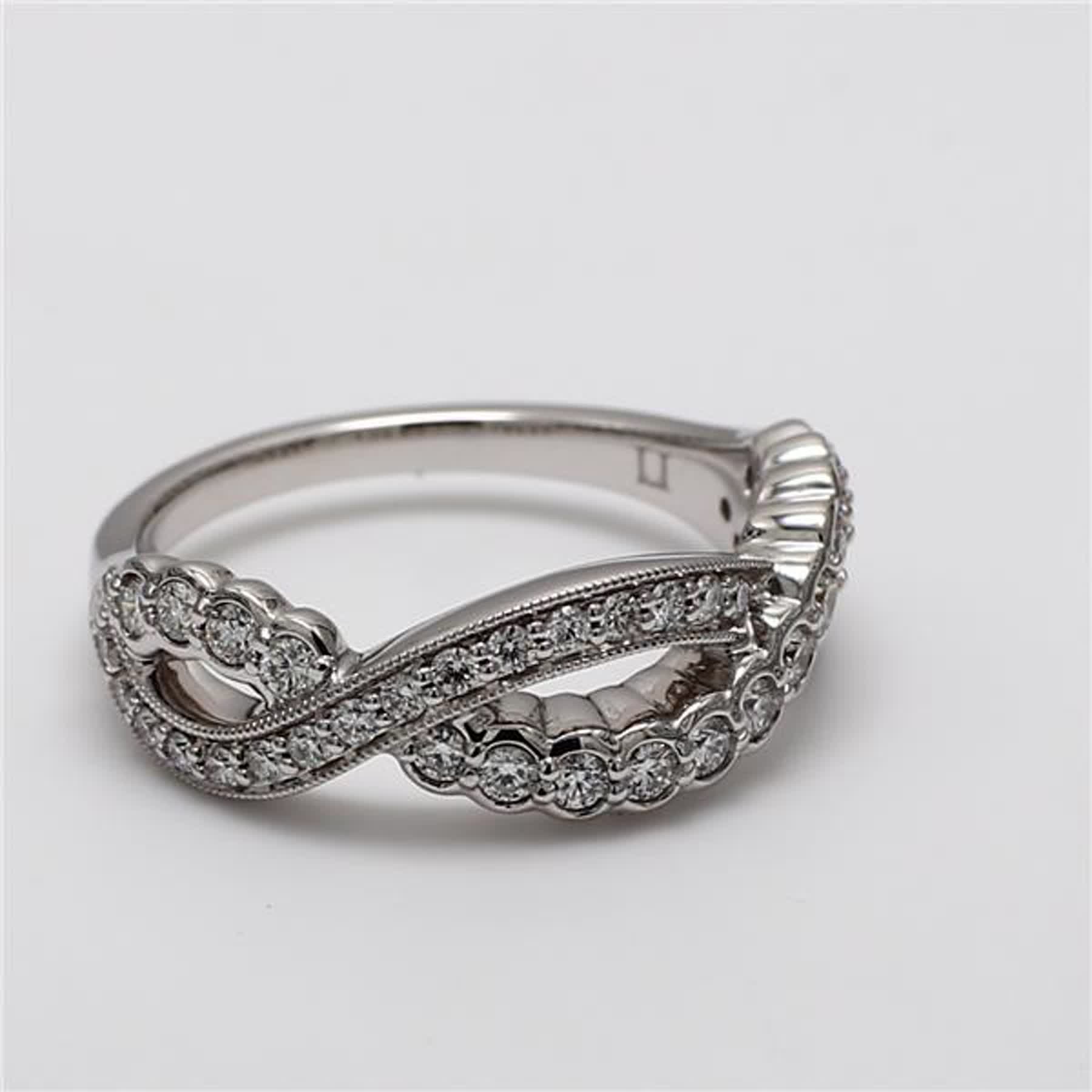 Natural White Round Diamond .49 Carat TW White Gold Wedding Band
