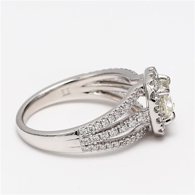 Natural Yellow Cushion and White Diamond 1.66 Carat TW Platinum Cocktail Ring
