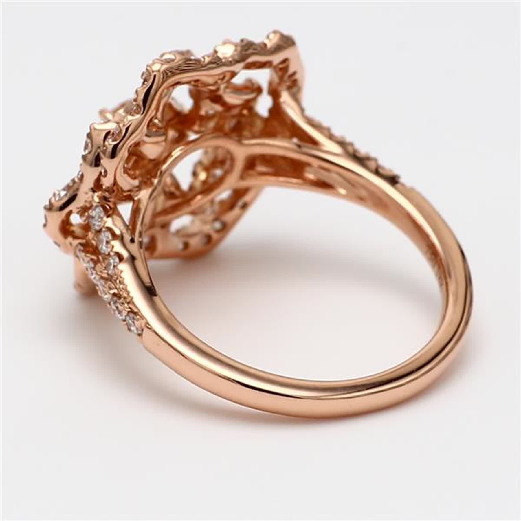 Natural White Round Diamond 1.33 Carat TW Rose Gold Cocktail Ring