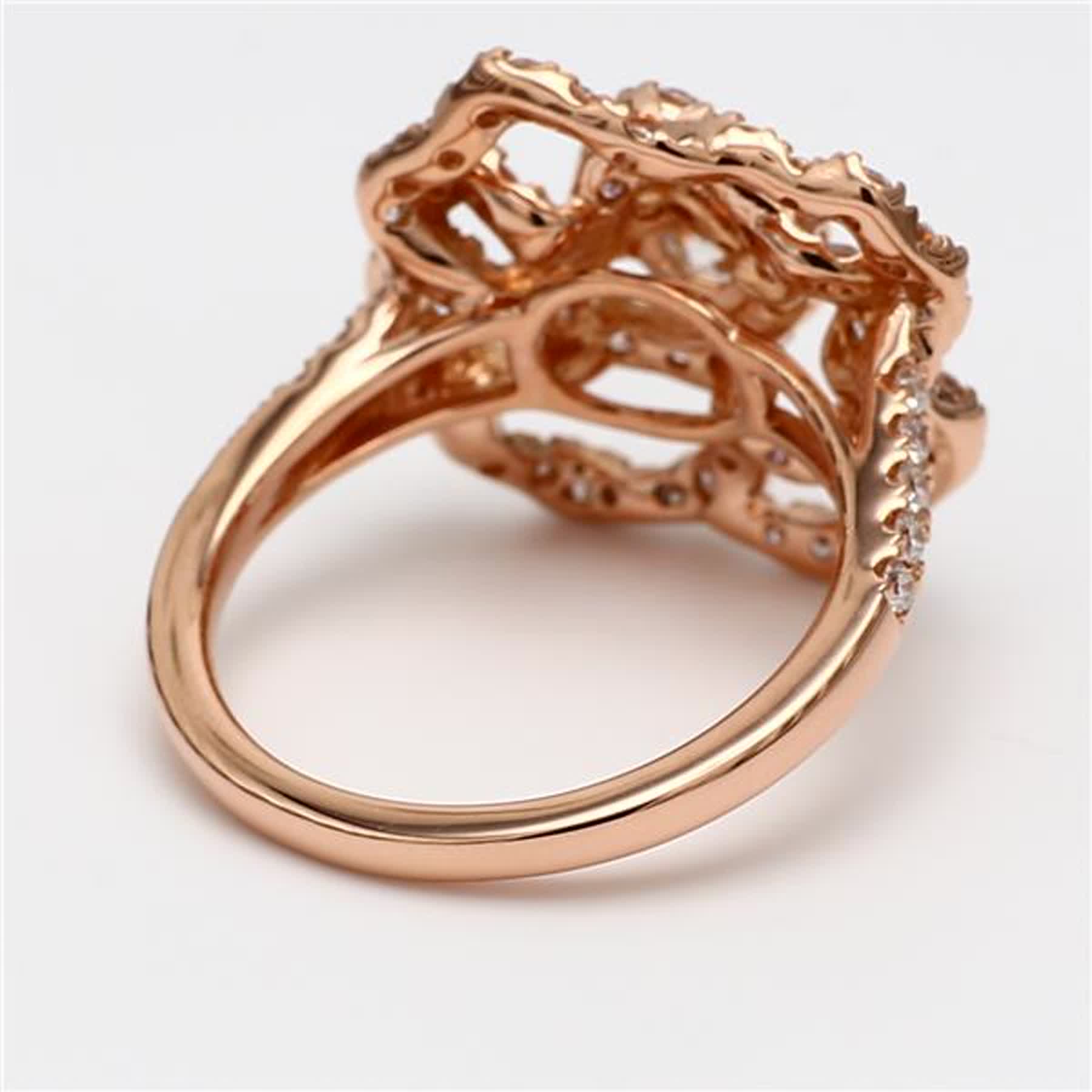 Natural White Round Diamond 1.33 Carat TW Rose Gold Cocktail Ring