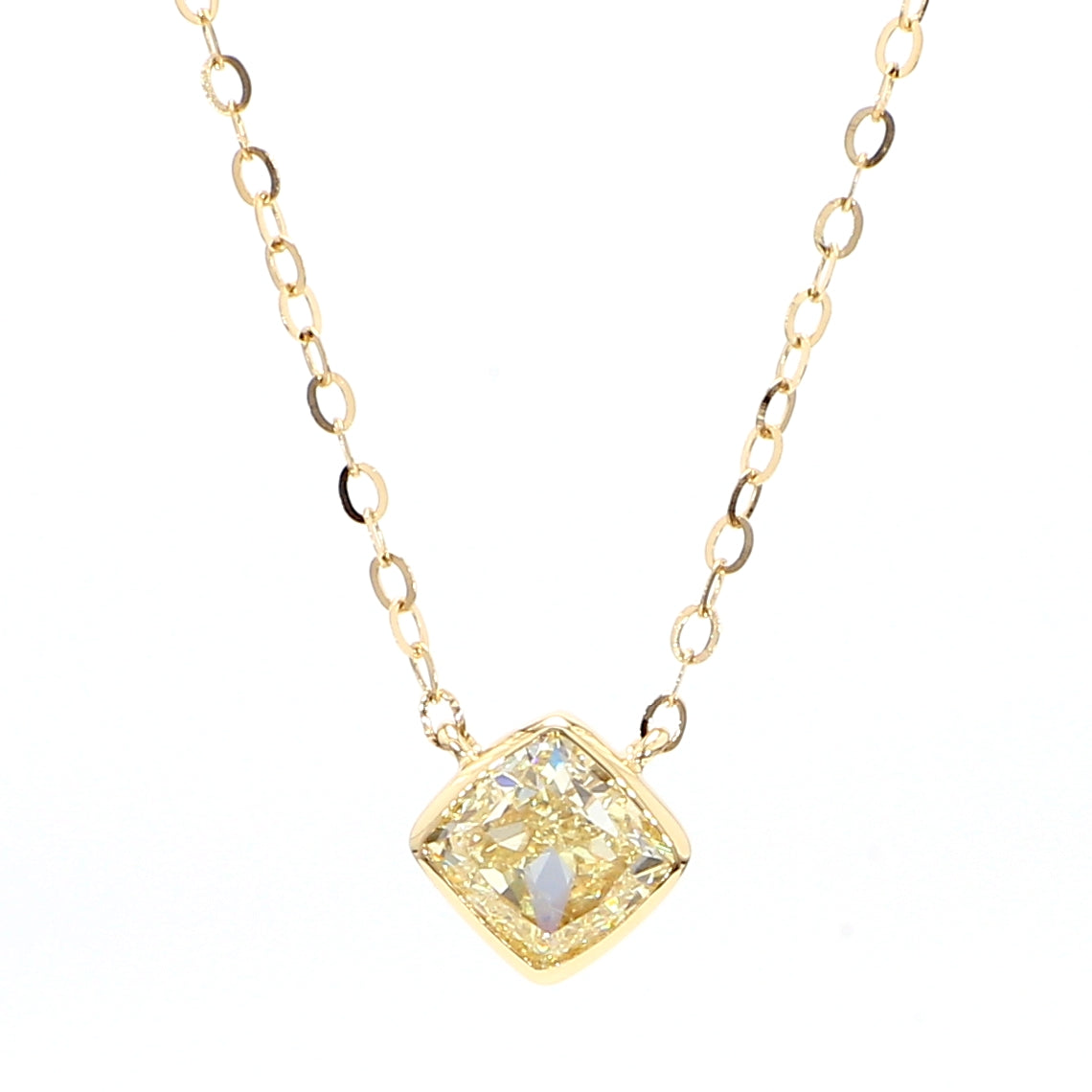 Natural Yellow Cushion Diamond NECKLACE