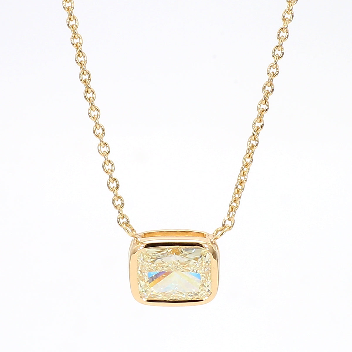 Natural Yellow Cushion Diamond Necklace