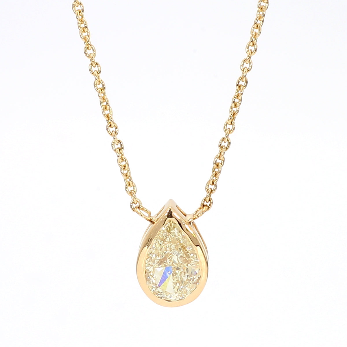 Natural Yellow Pear Diamond Necklace