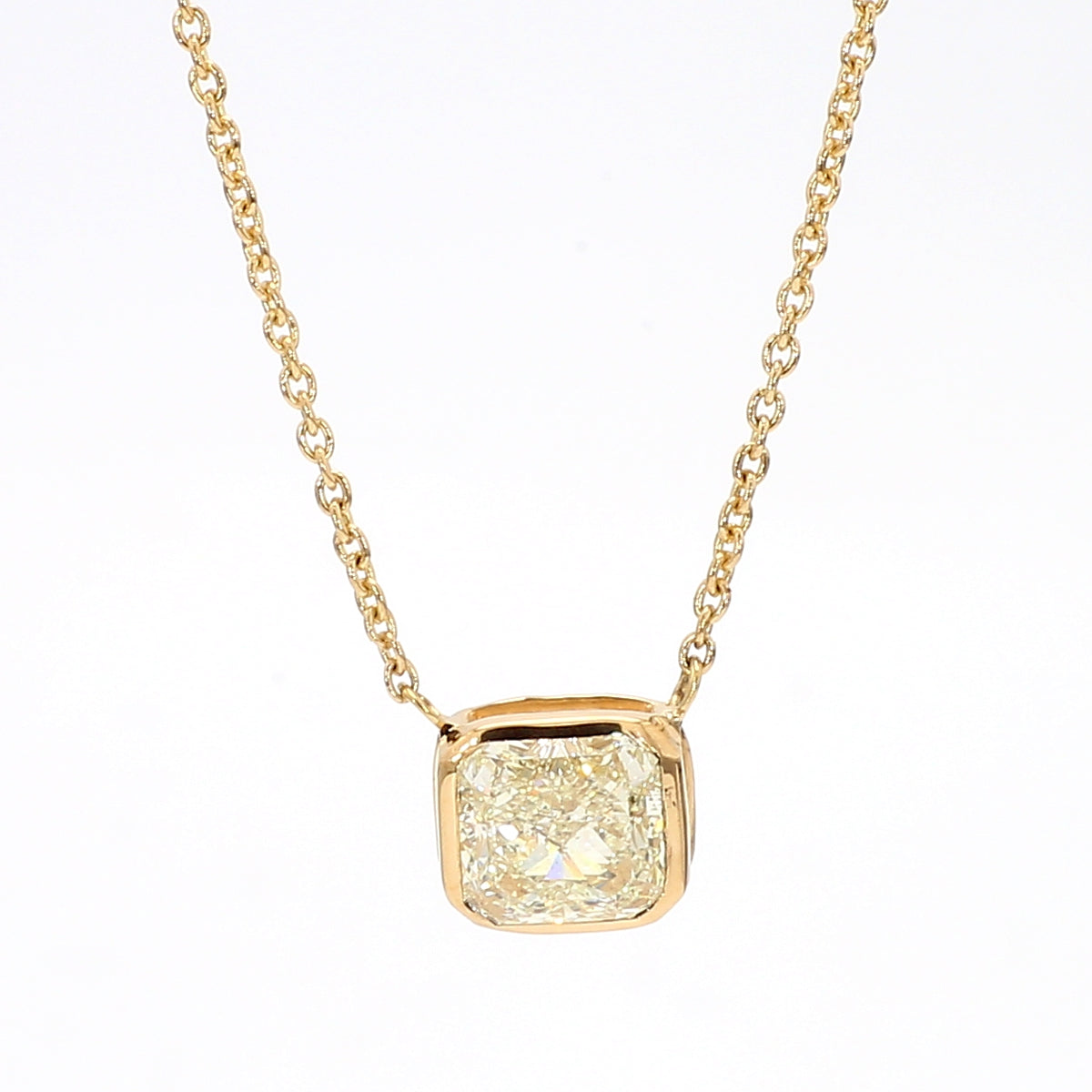 Natural Yellow Cushion Diamond Necklace