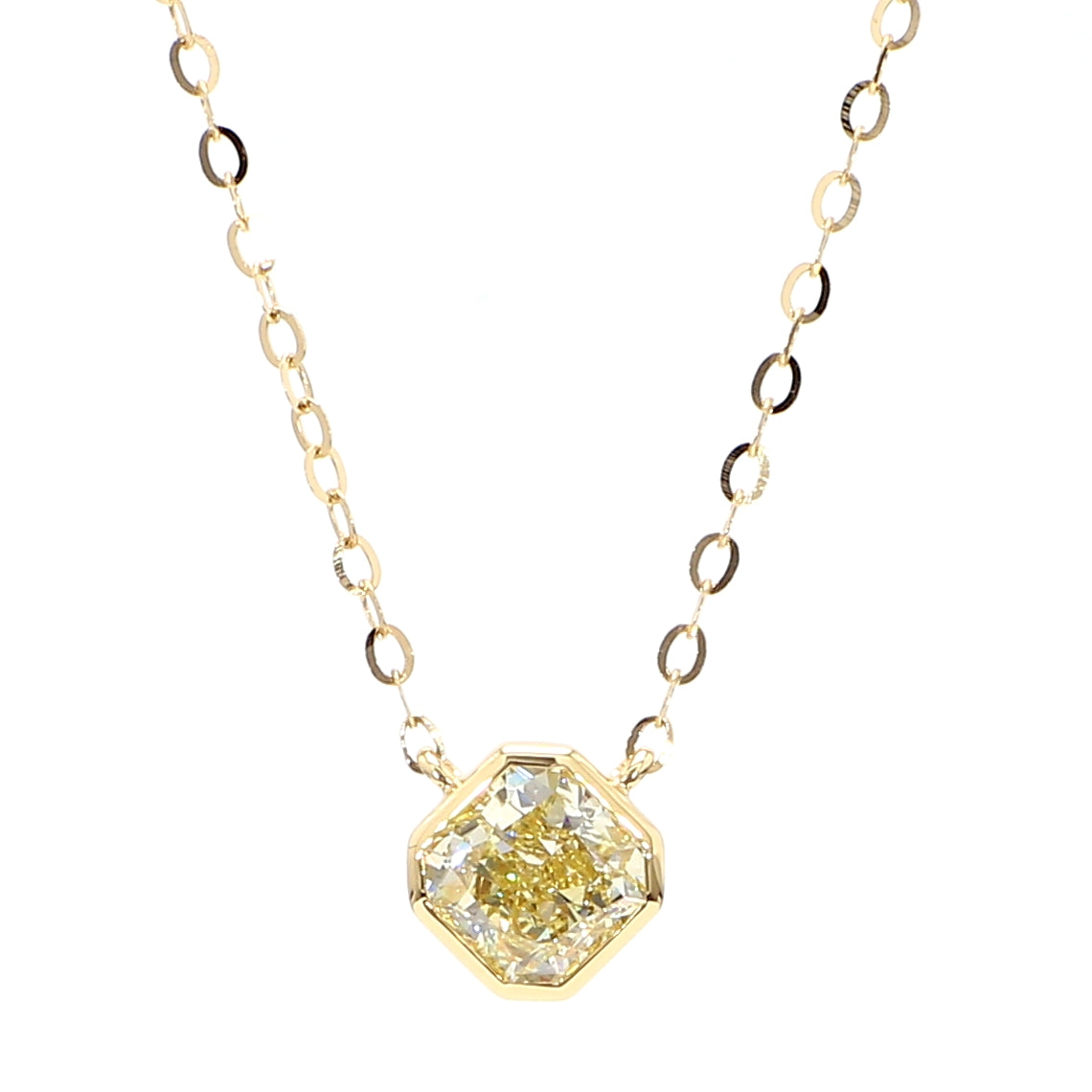 Natural Yellow Radiant Diamond Necklace Gia CERTIFIED