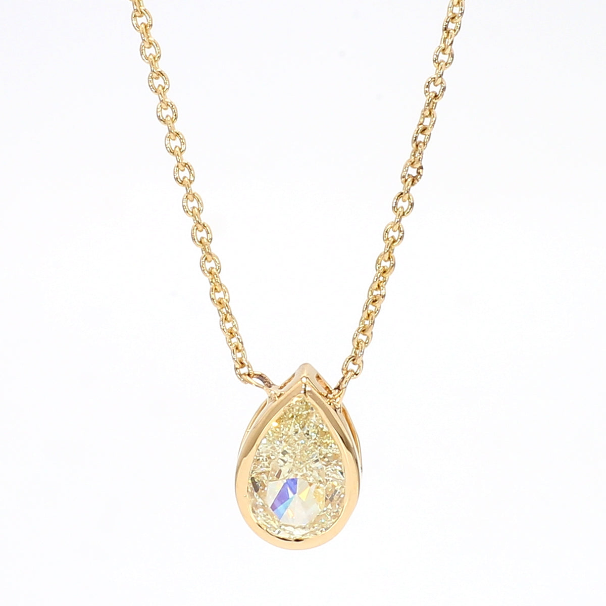Natural Yellow Pear Diamond Necklace