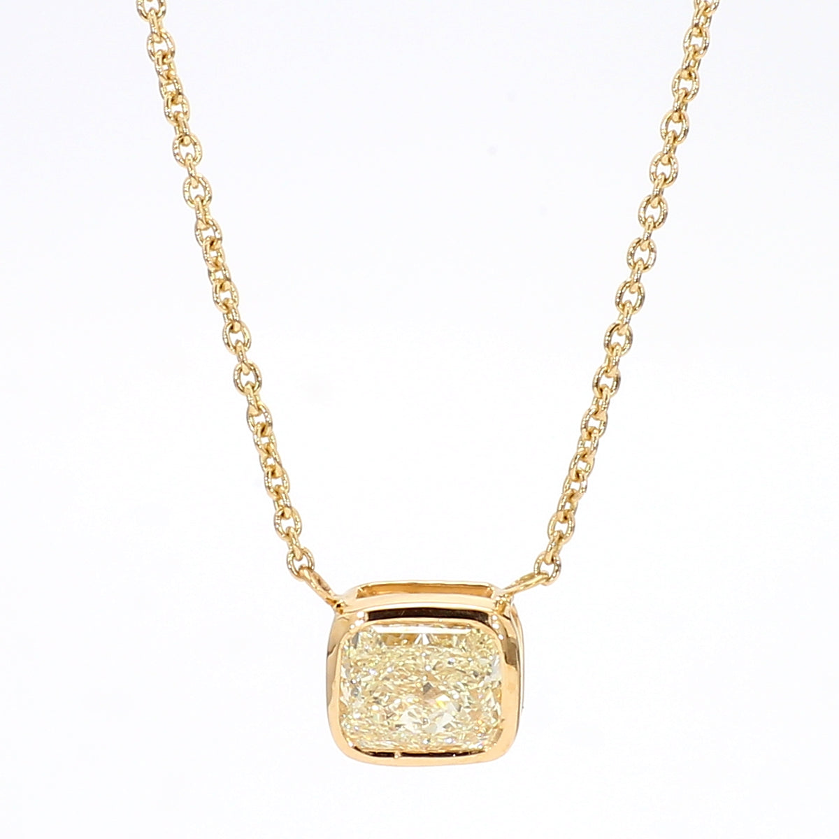 Natural Yellow Cushion Diamond Necklace