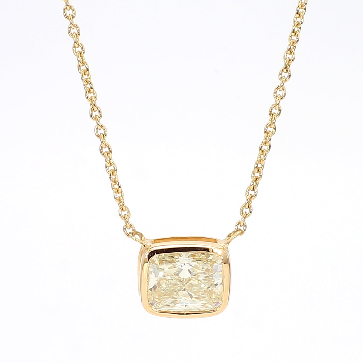 Natural Yellow Cushion Diamond Necklace