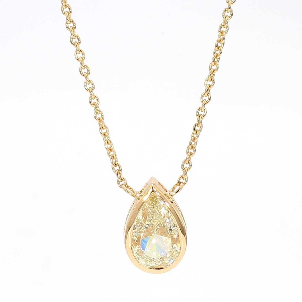 Natural Yellow Pear Diamond Necklace