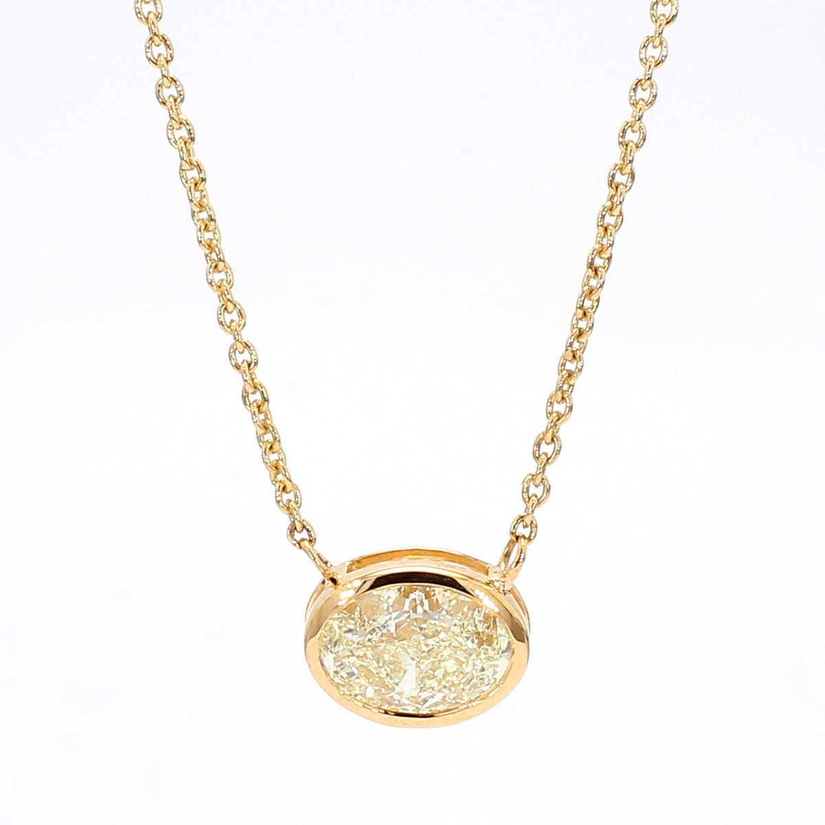 Natural Yellow Oval Diamond Necklace