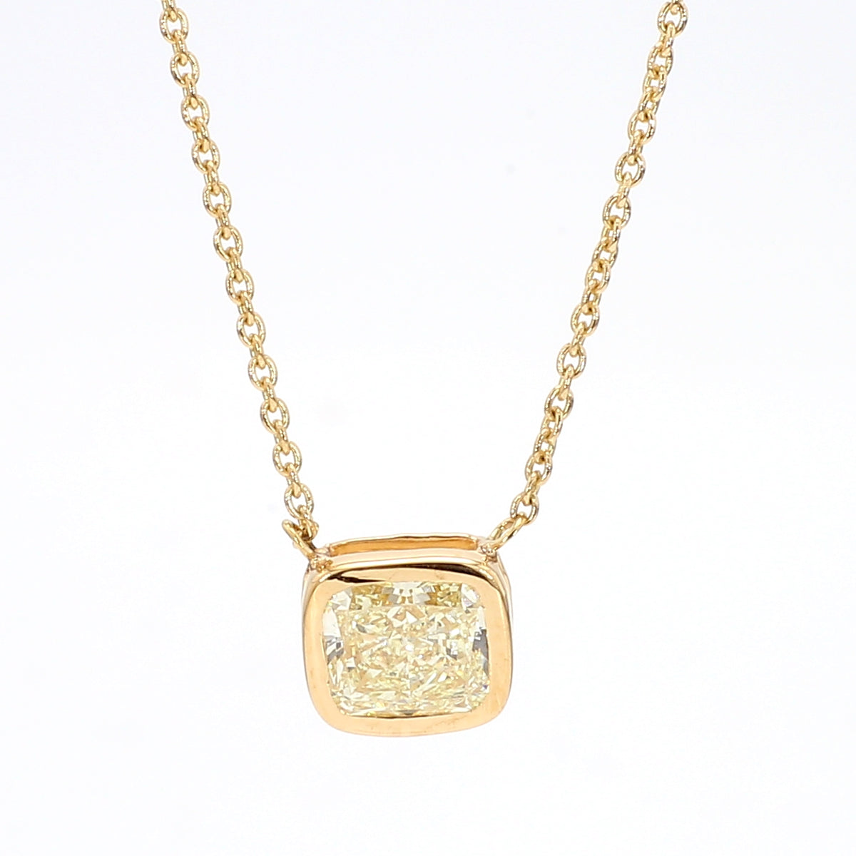 Natural Yellow Cushion Diamond Necklace