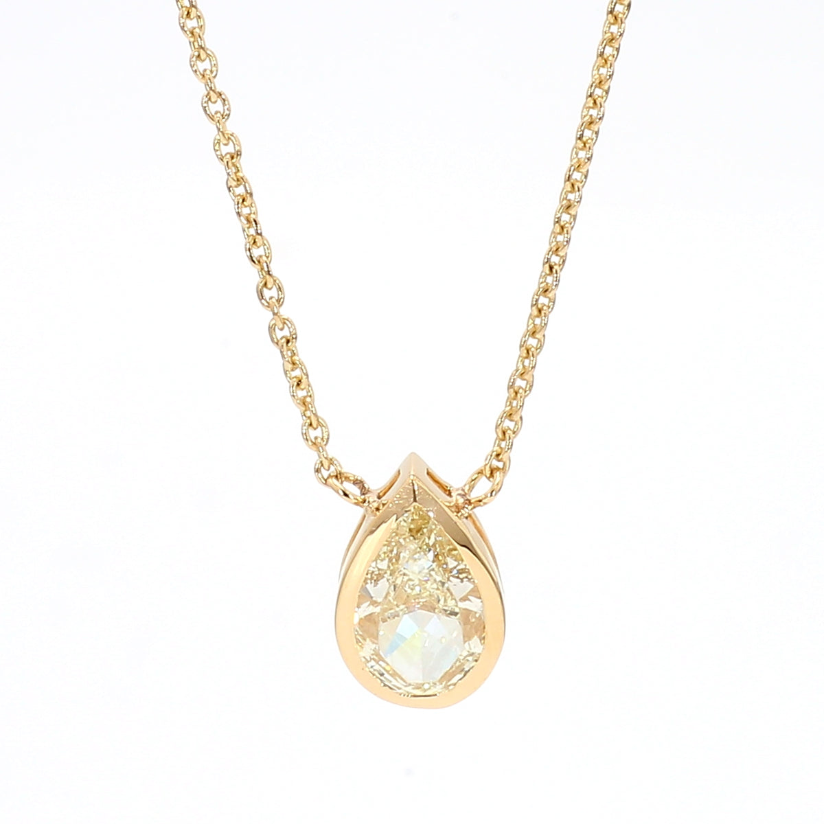 Natural Yellow Pear Diamond Necklace