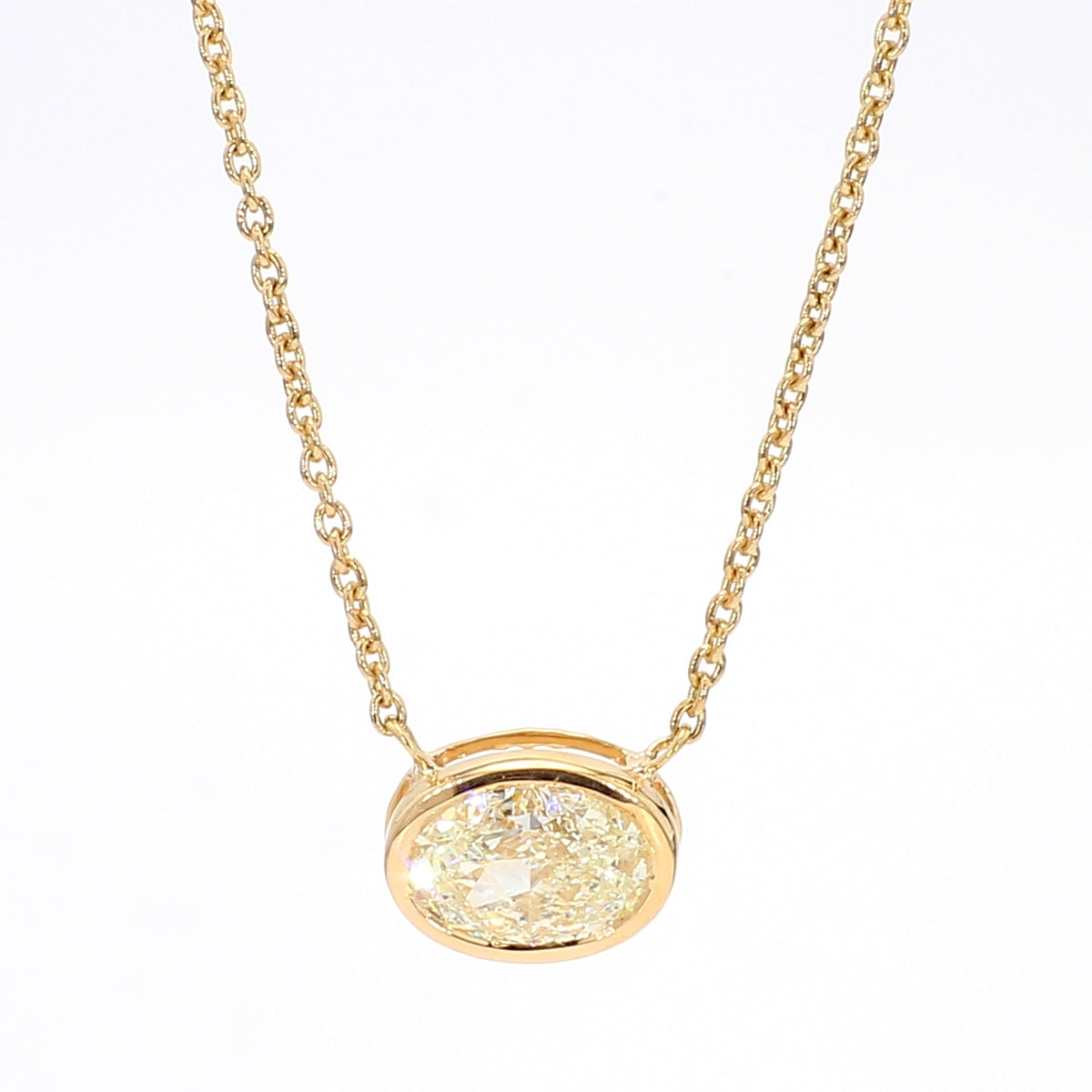 Natural Yellow Oval Diamond Necklace
