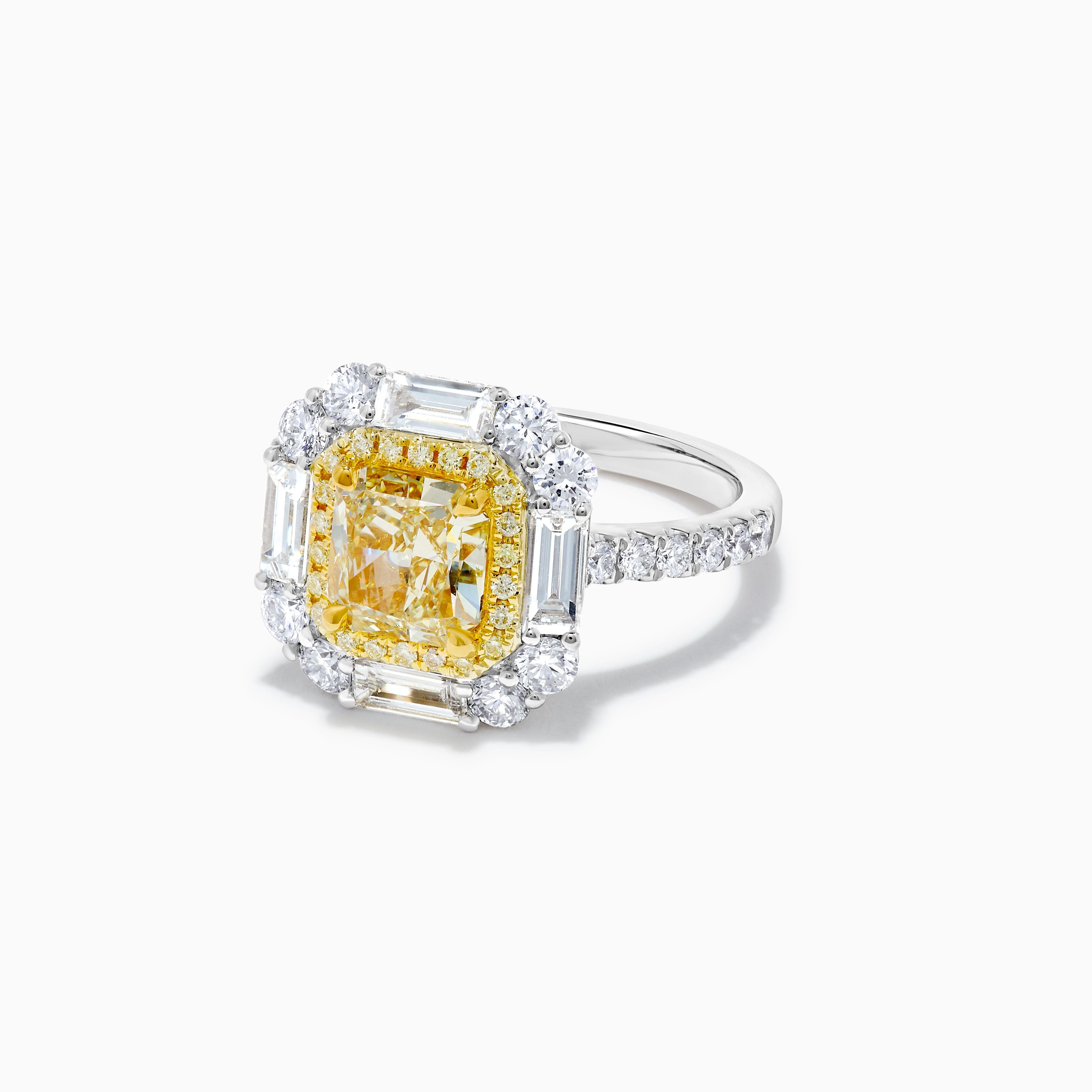 GIA Yellow Cushion Cut & White Diamond Ring JR1P34GH