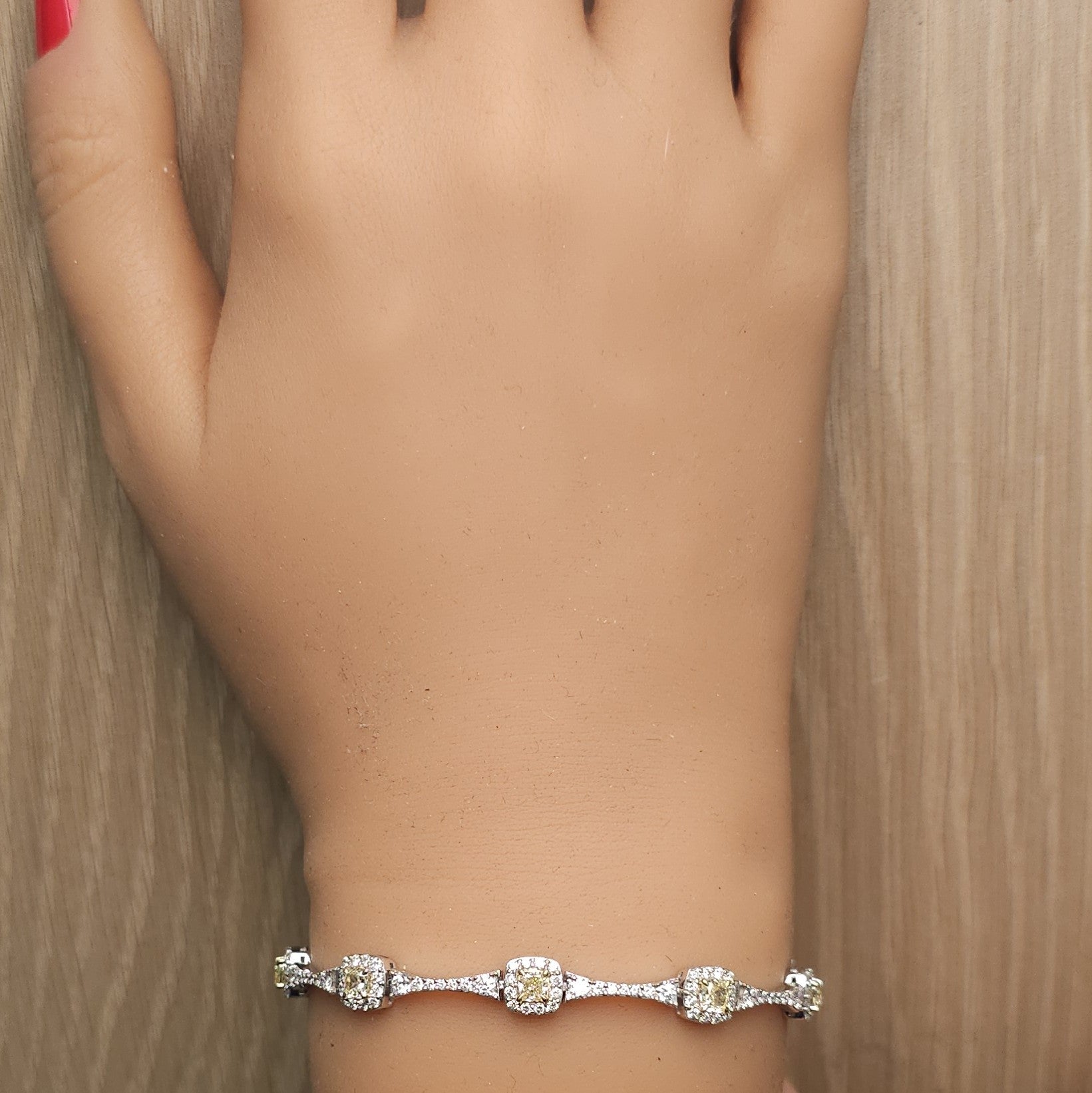Natural Yellow Cushion Diamond Bracelet