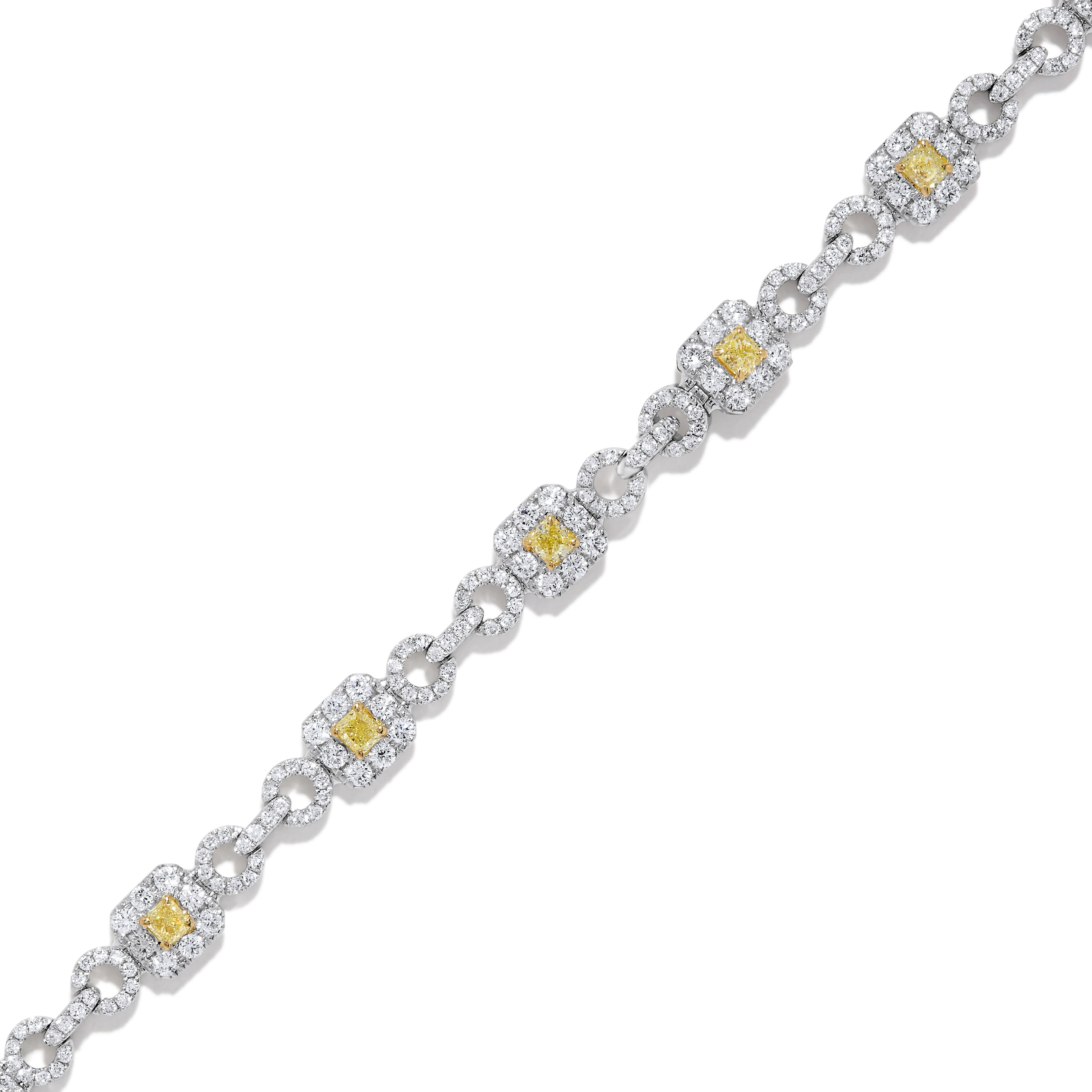 Yellow Radiant and White Diamond Bracelet