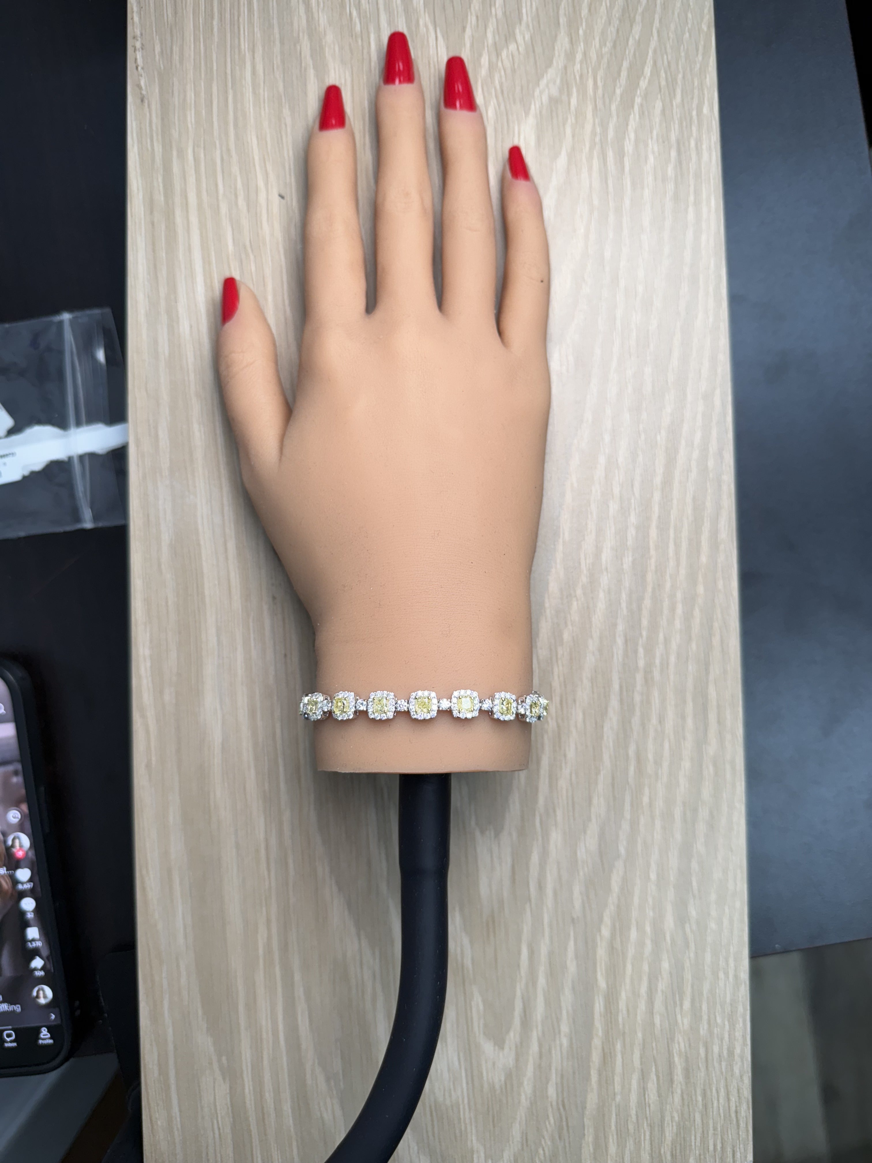 Natural Yellow Cushion Diamond Bracelet