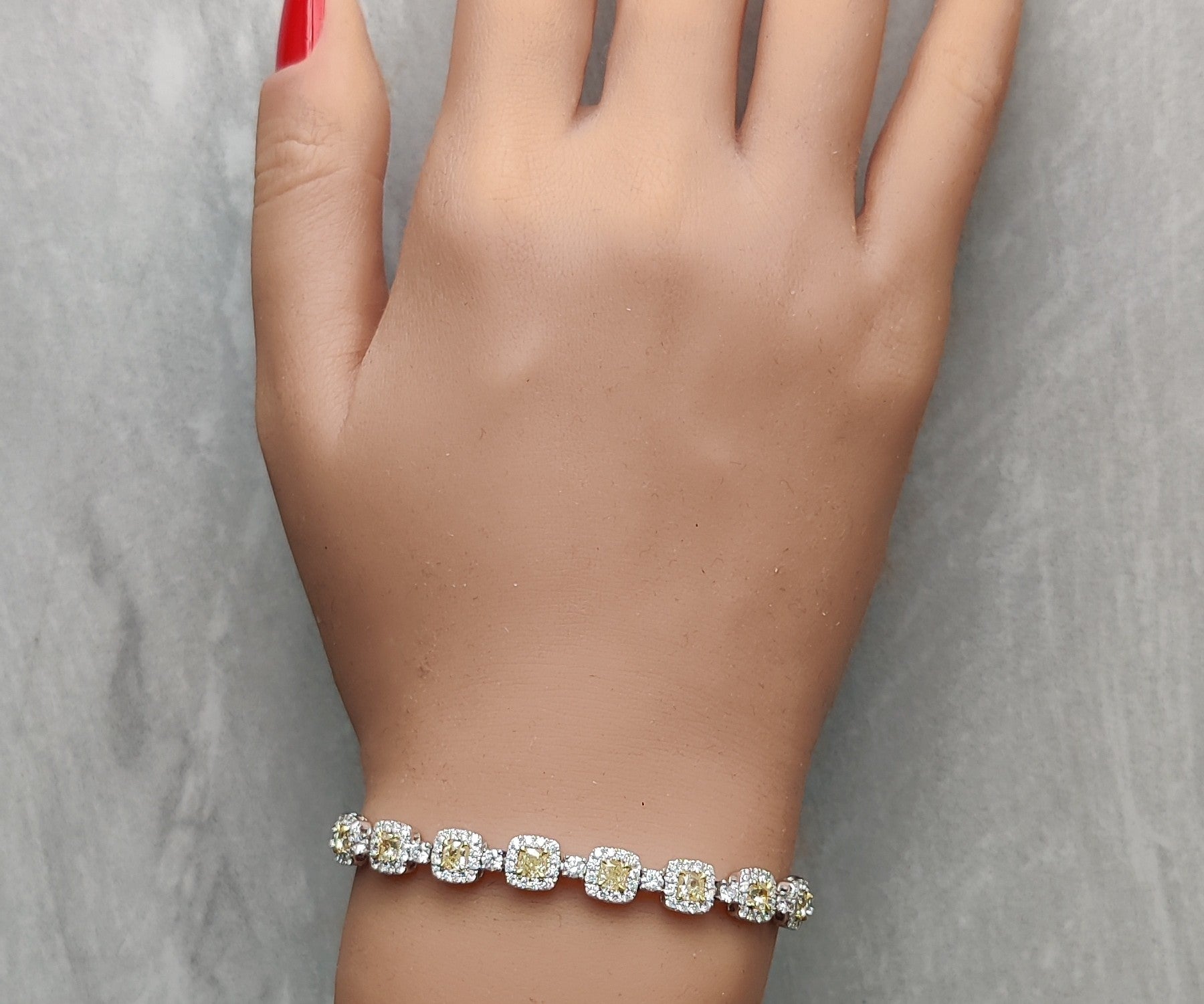 Natural Yellow Cushion Diamond Bracelet