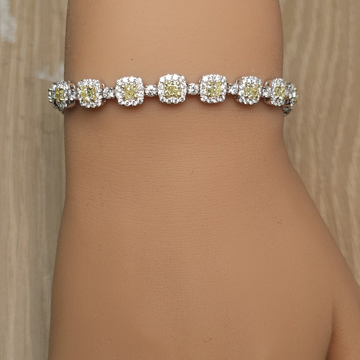 Natural Yellow Cushion Diamond Bracelet