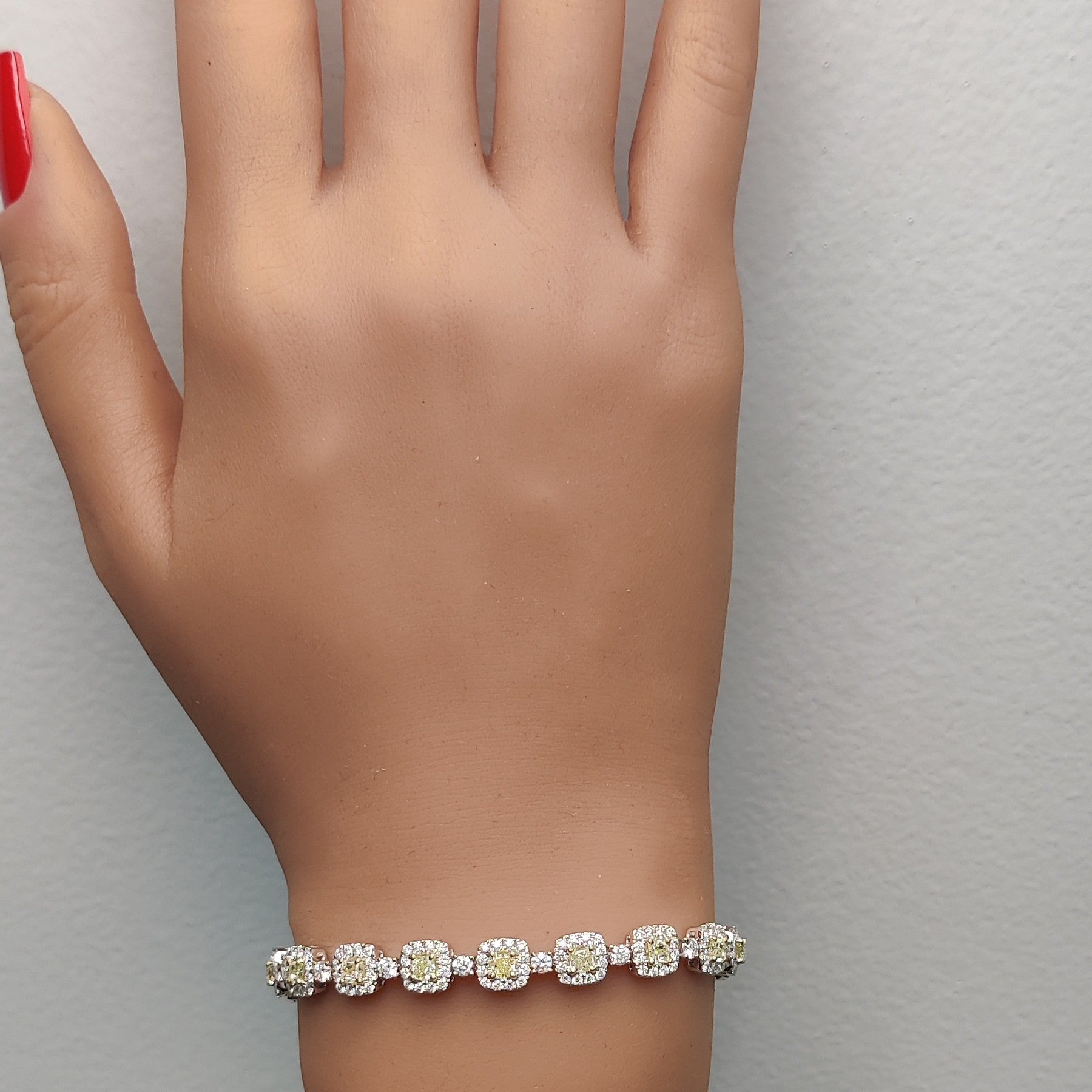 Natural Yellow Cushion Diamond Bracelet