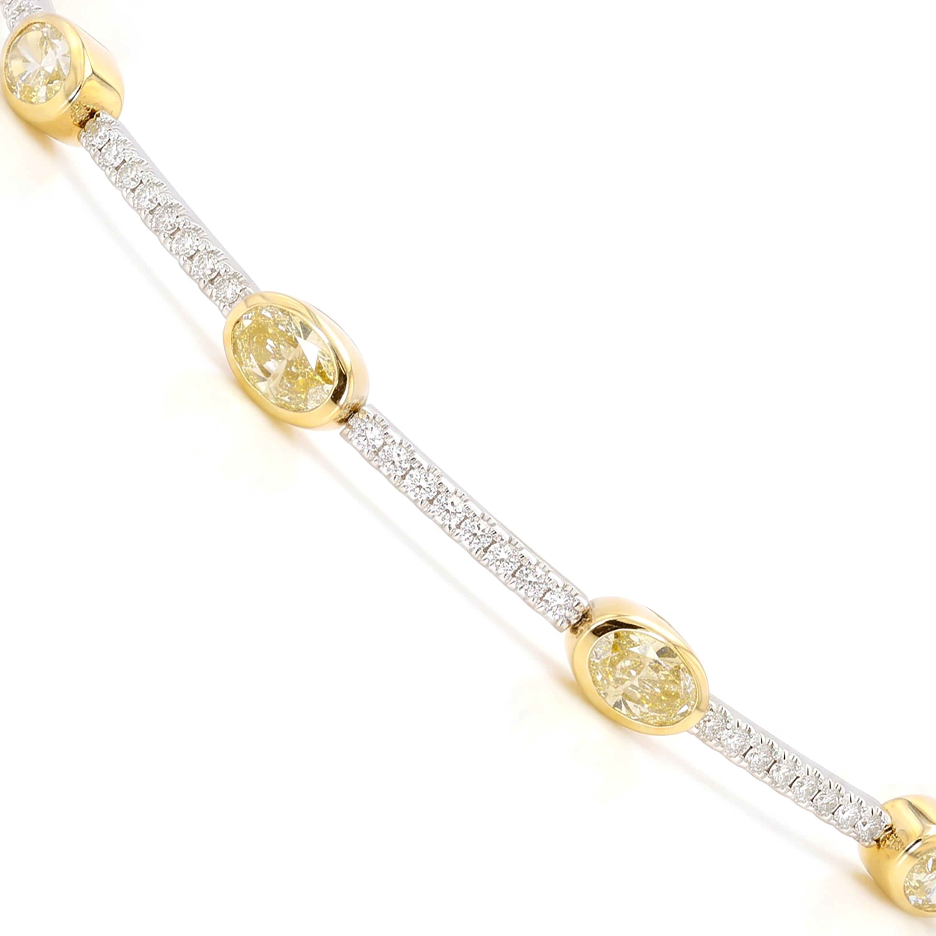 Natural Yellow Oval Diamond Bezel Bracelet
