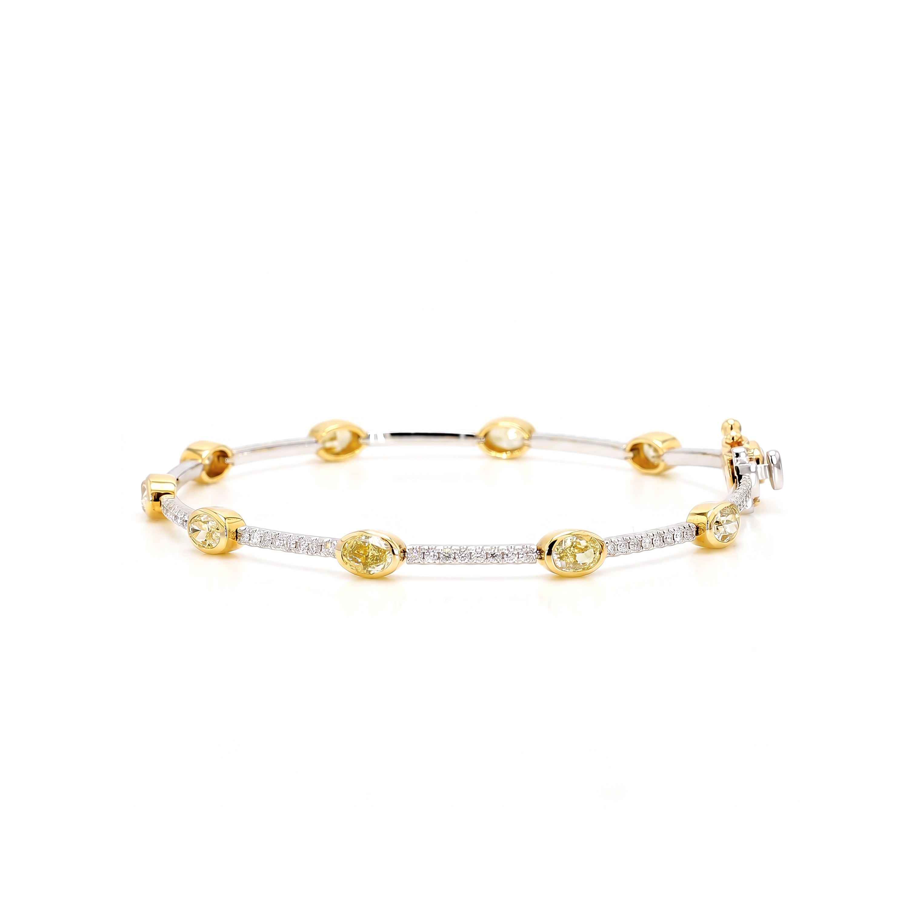 Natural Yellow Oval Diamond Bezel Bracelet