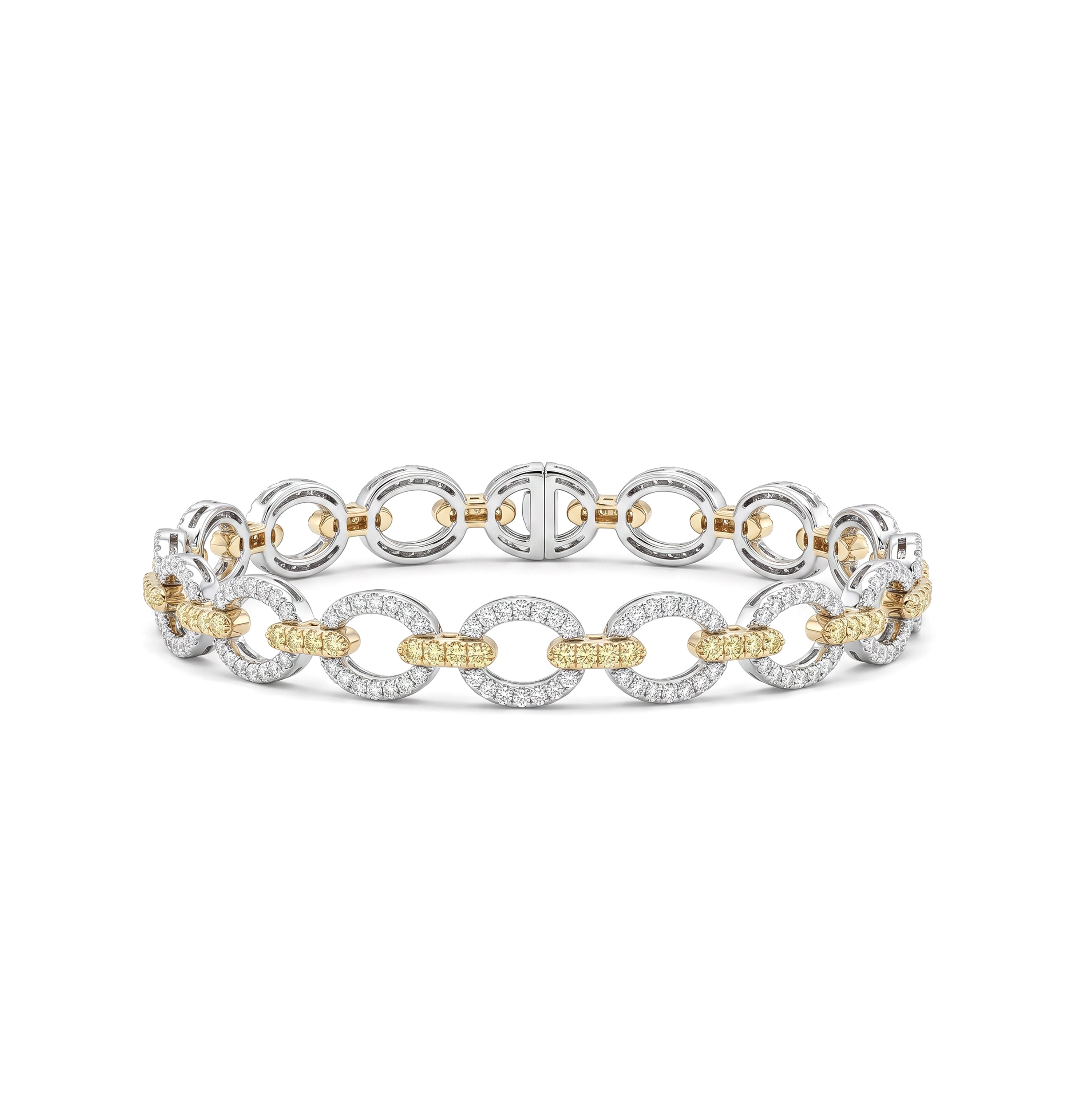 Natural Yellow & White Diamond Links Bracelet