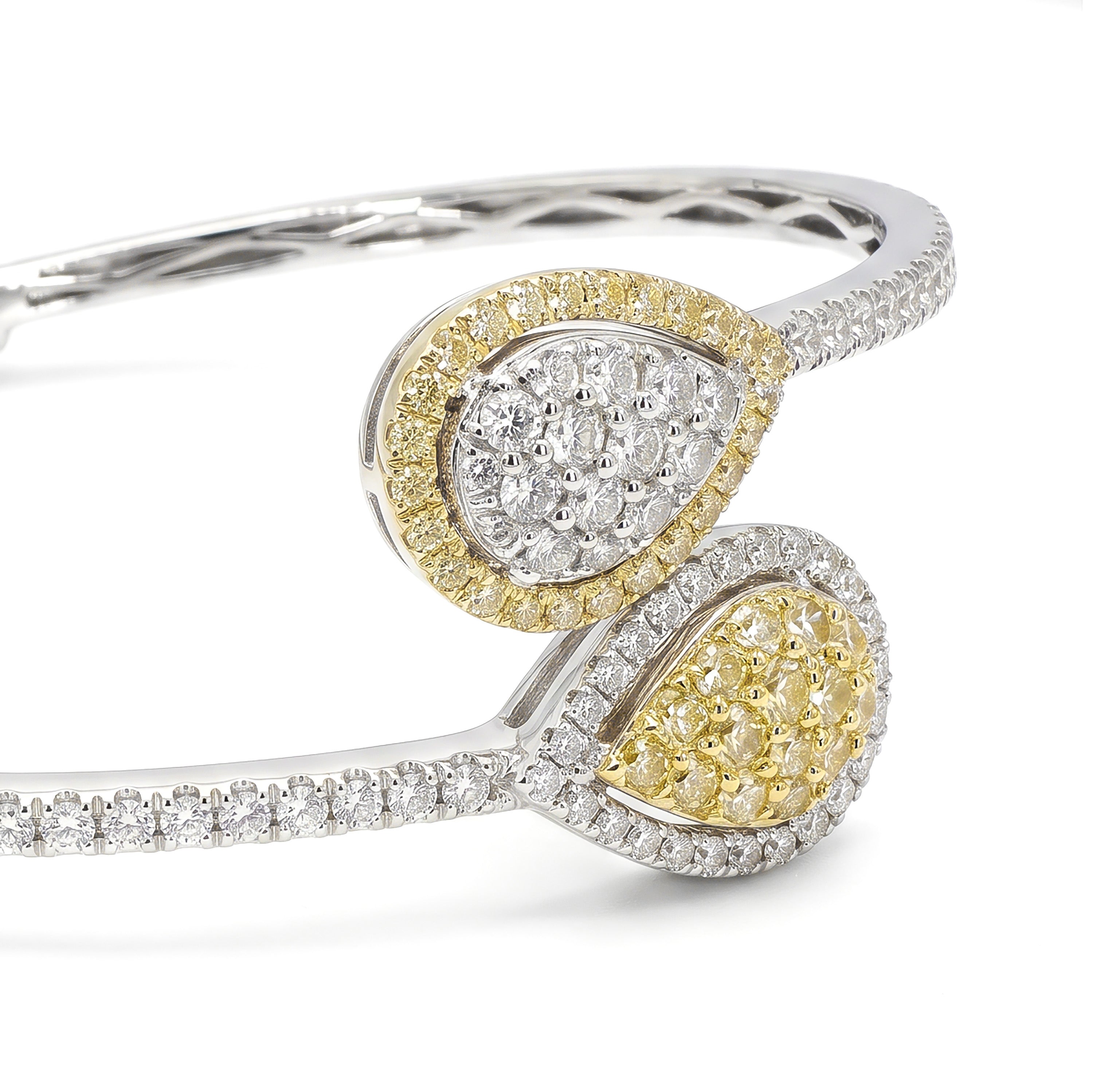 Natural Yellow & White Pavé Diamond Crossover Bangle